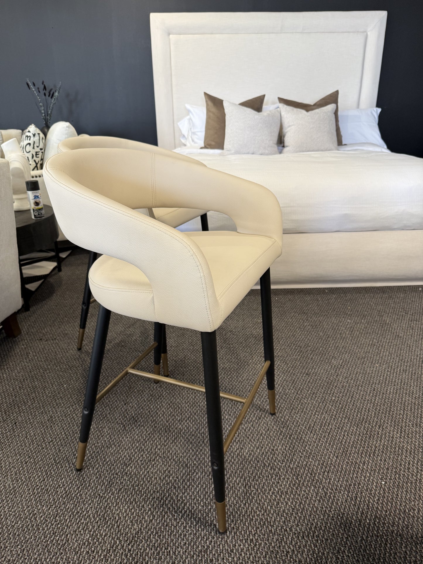 Crimson 26" Counter Stool, set of 2, in Beige and Black