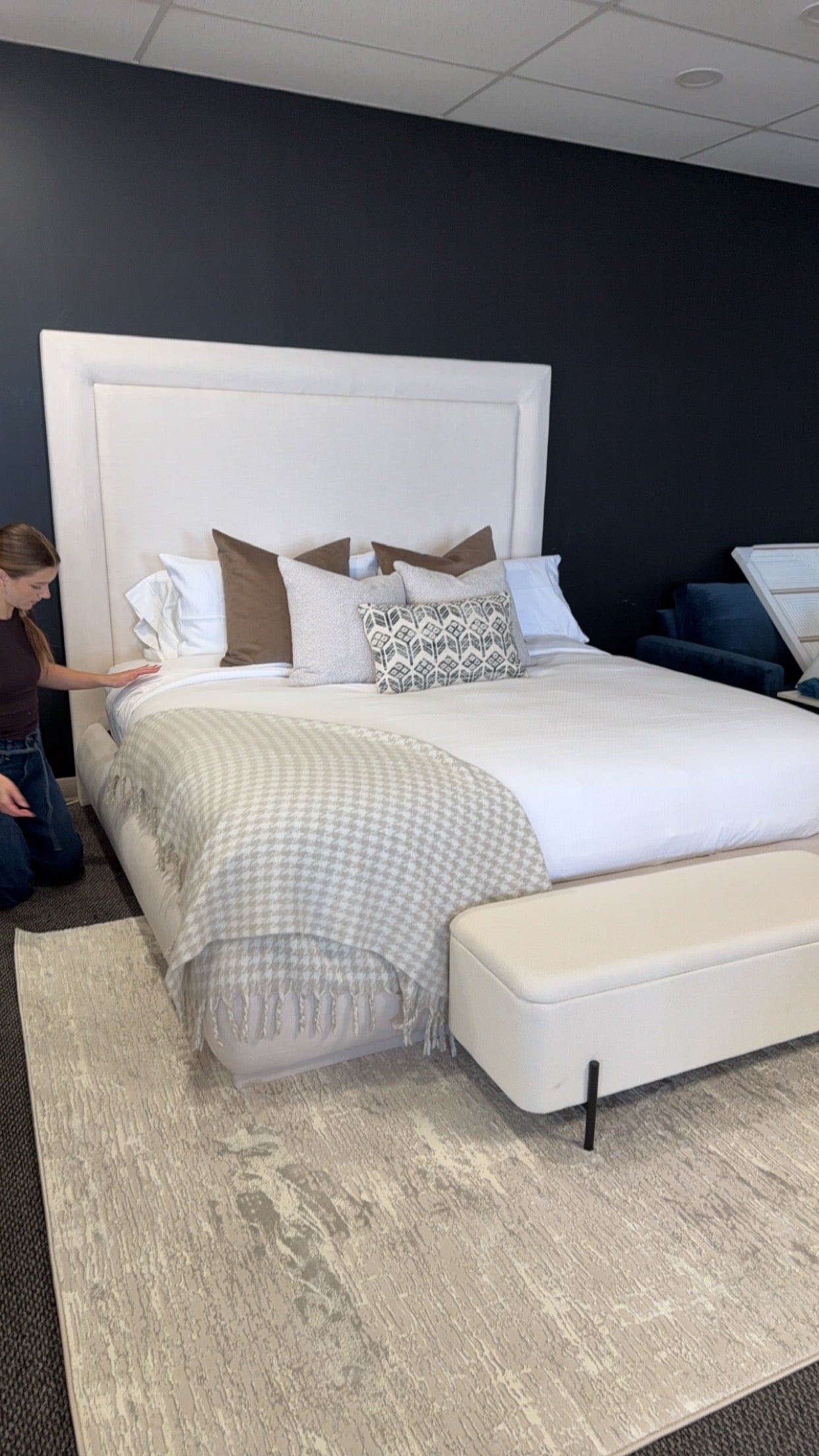 Brooke Linen Textured Fabric Upholstered Bed