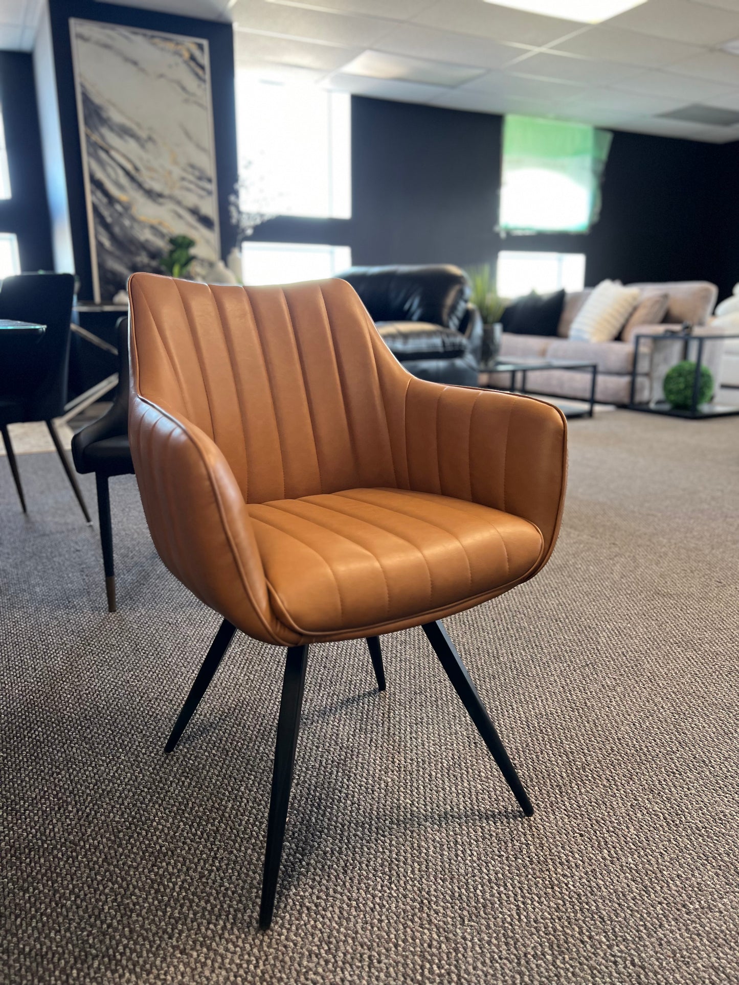Talon Swivel Dining and Accent Chair, set of 2, in Camel and Black