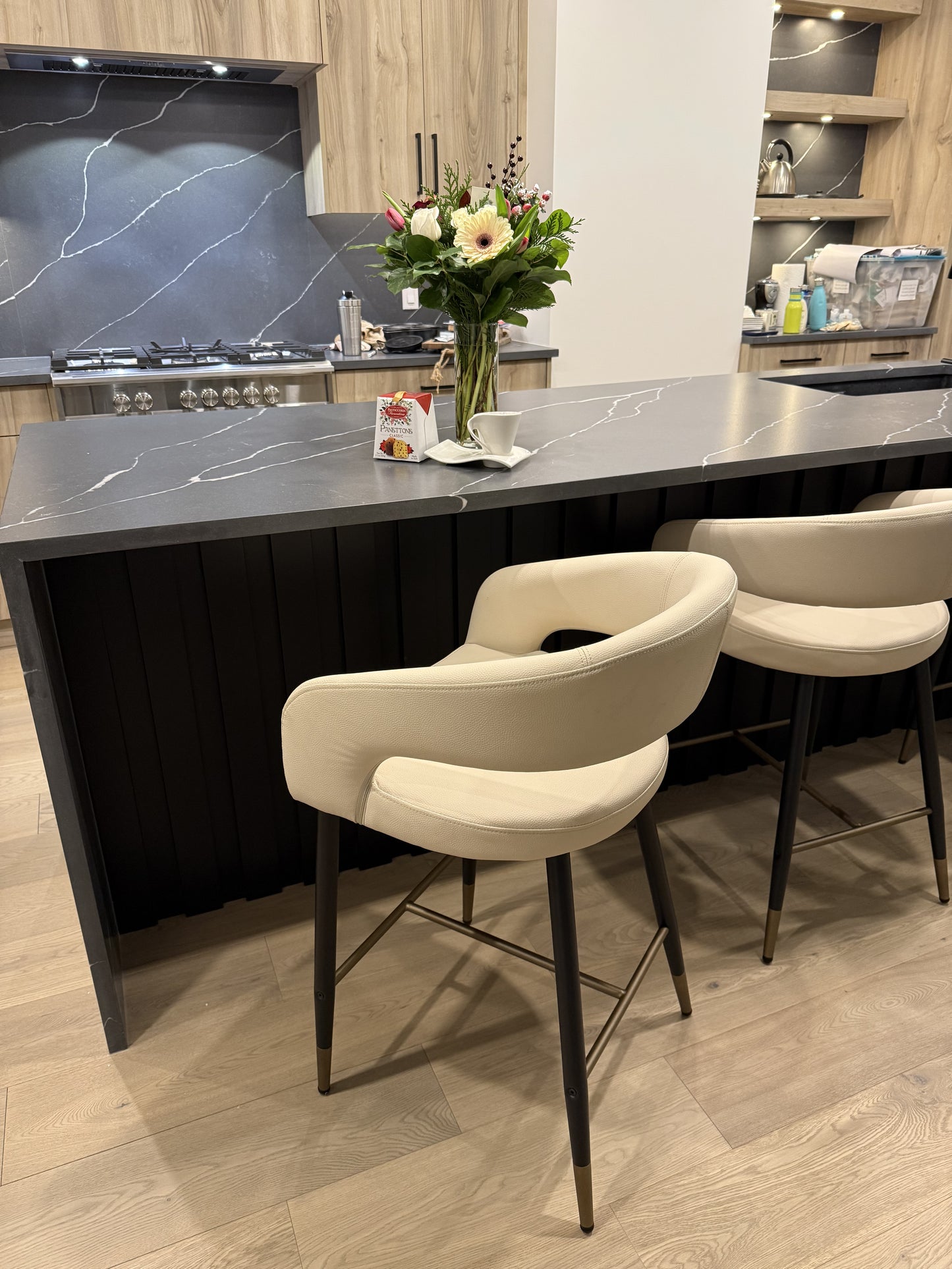 Crimson 26" Counter Stool, set of 2, in Beige and Black