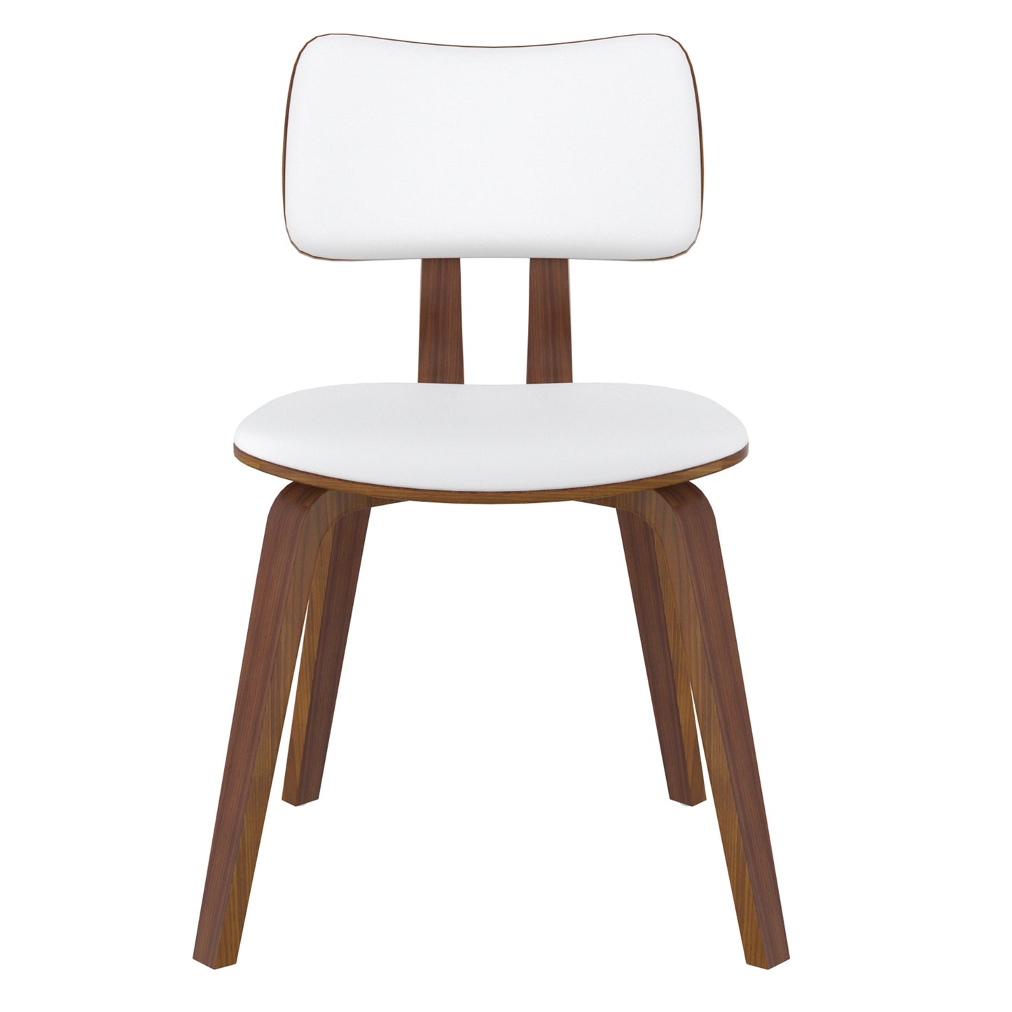 Zuni Dining Chair in White Faux Leather and Walnut