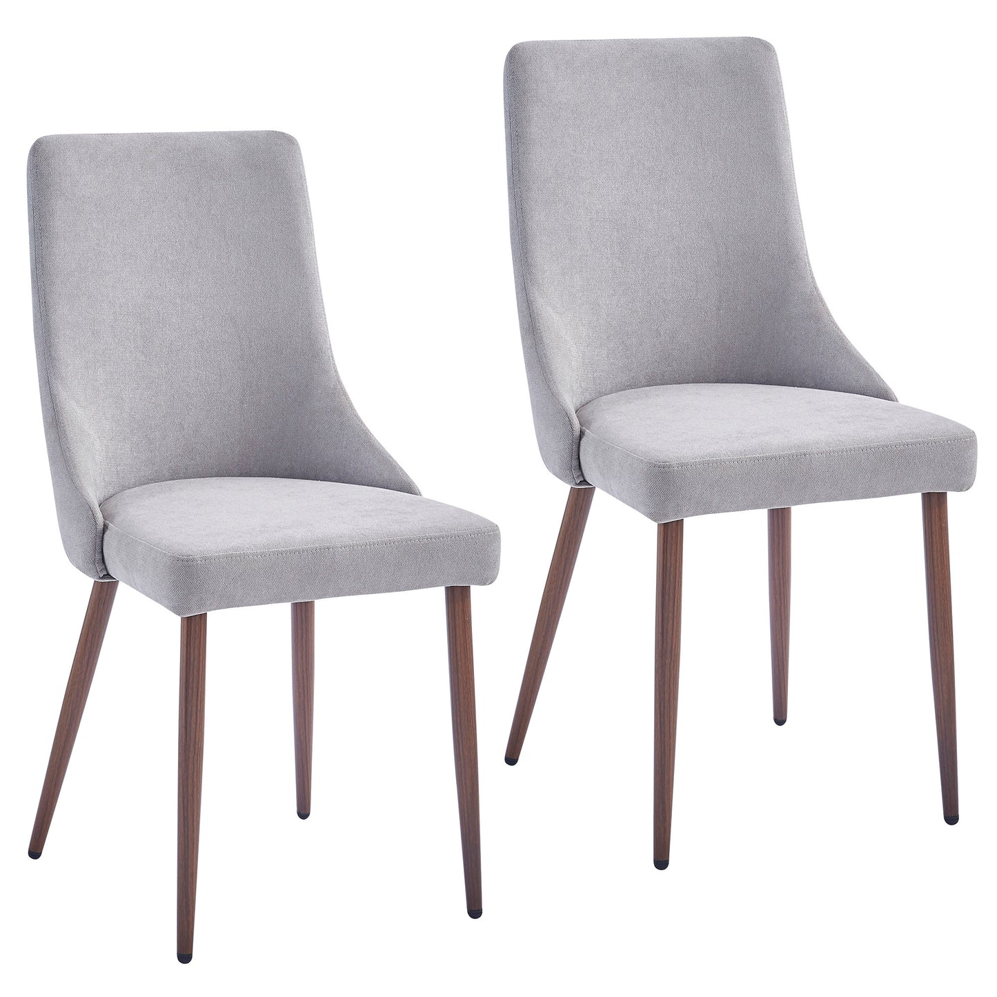Cora Fabric Dining Chair, set of 2, in Grey and Walnut