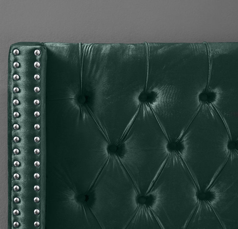 Aiden Emerald Velvet Upholstered Bed