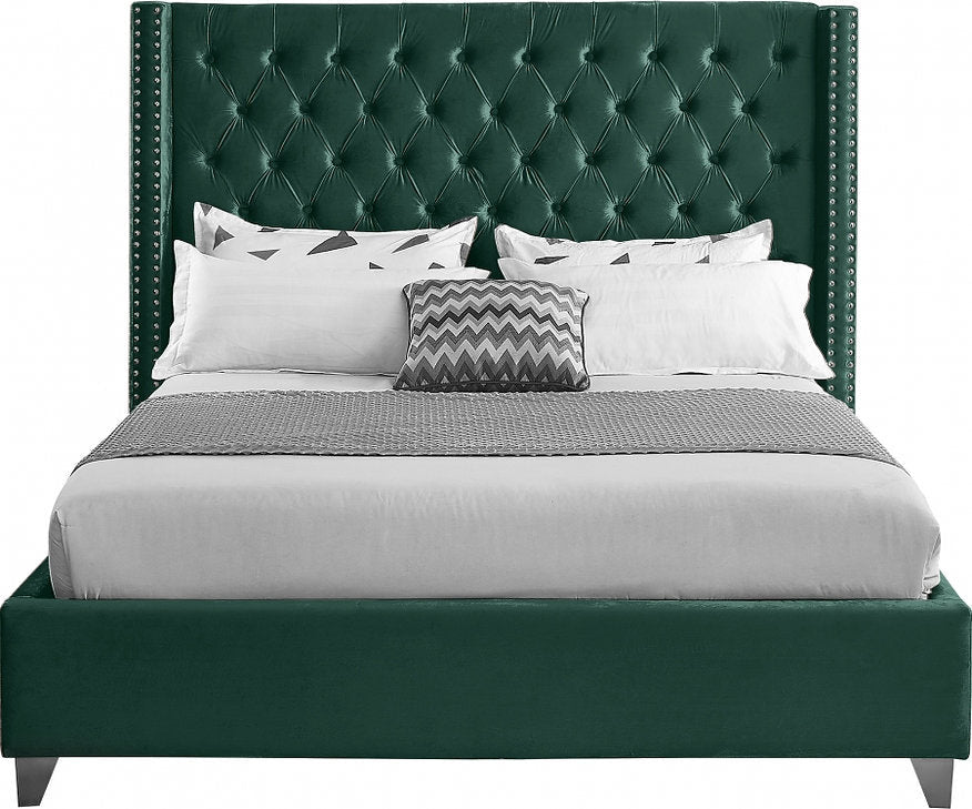 Aiden Emerald Velvet Upholstered Bed
