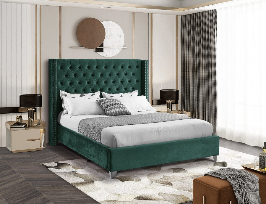 Aiden Emerald Velvet Upholstered Bed