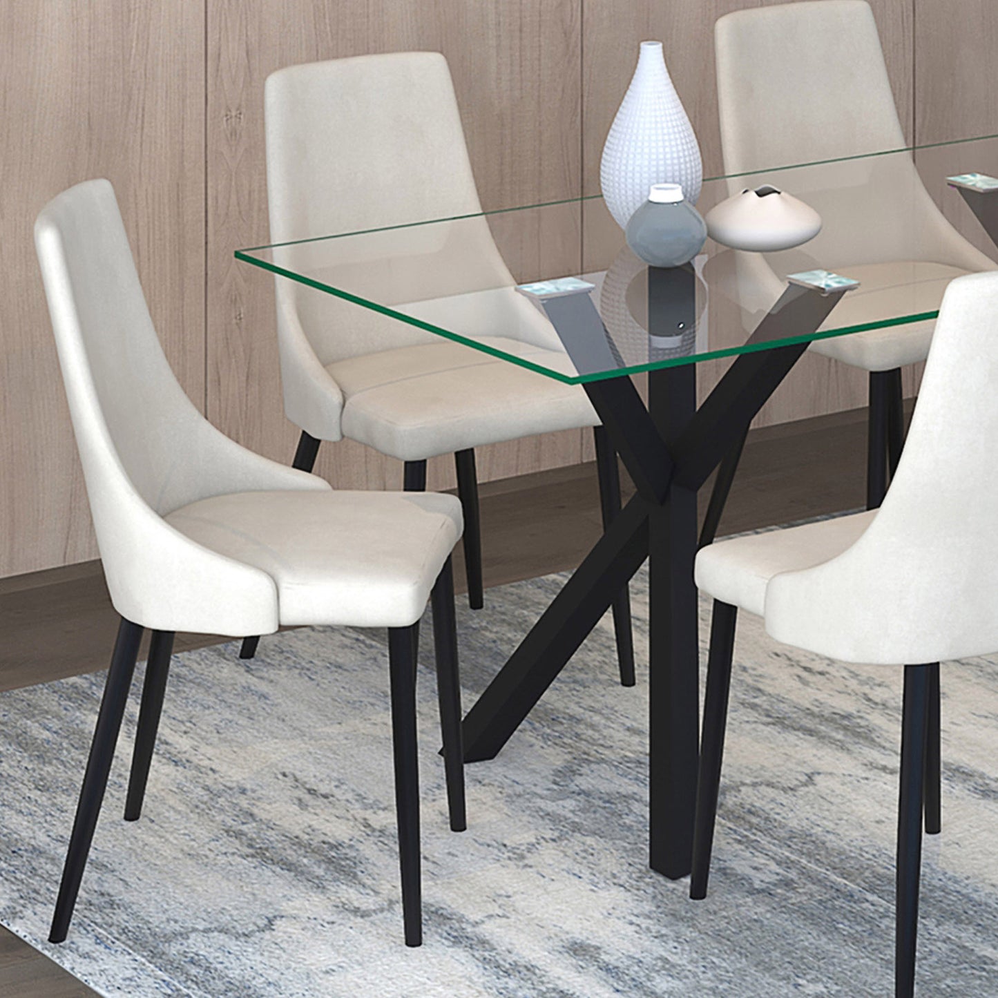 Venice Dining Chair, set of 2, in Beige and Black