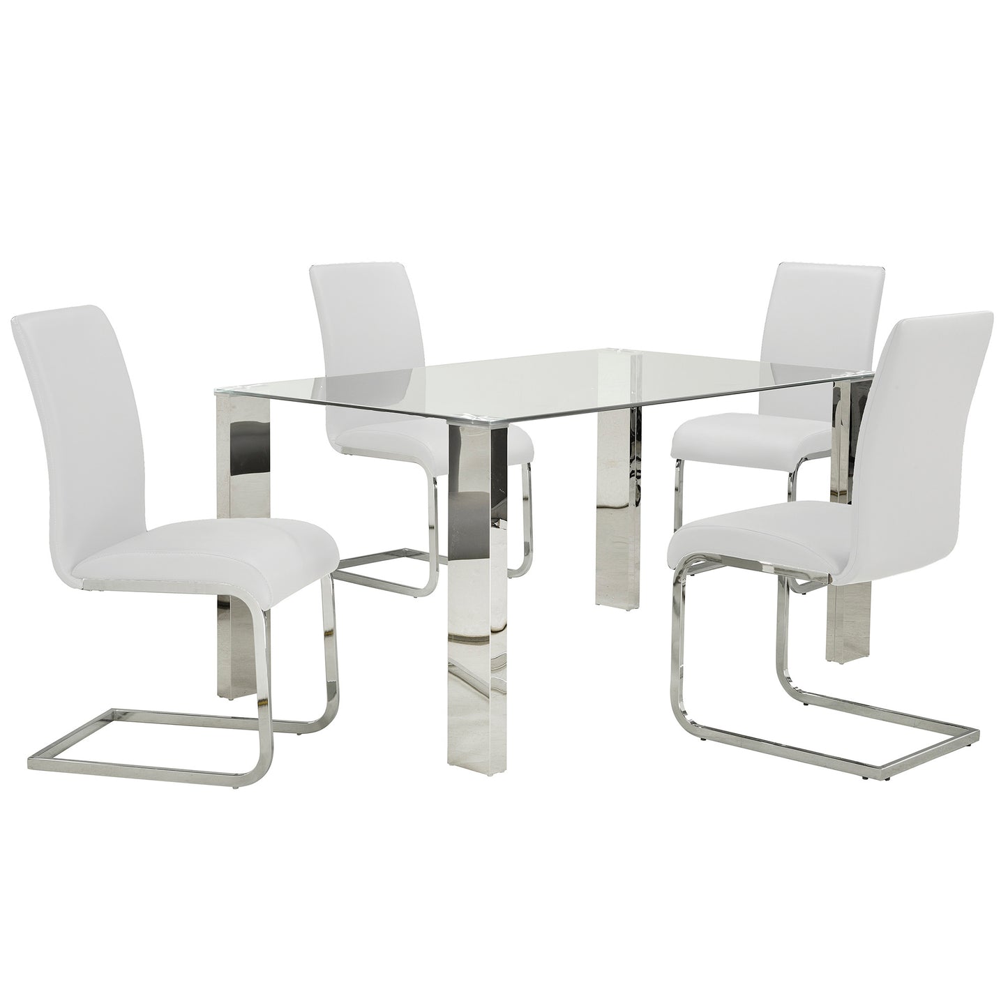 Maxim Dining Chair, set of 2, in White and Chrome
