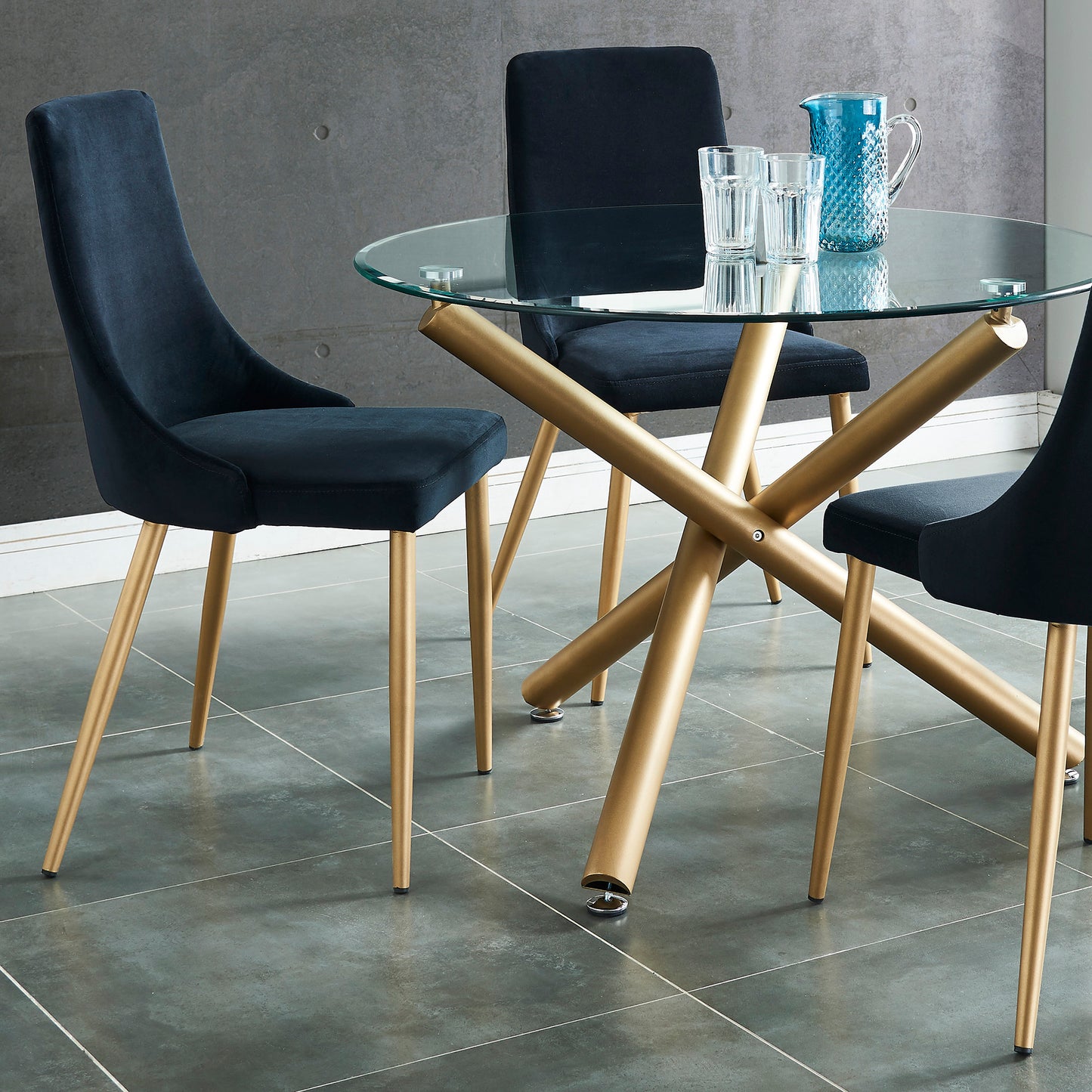 Carmilla Dining Chair, set of 2, in Black and Aged Gold