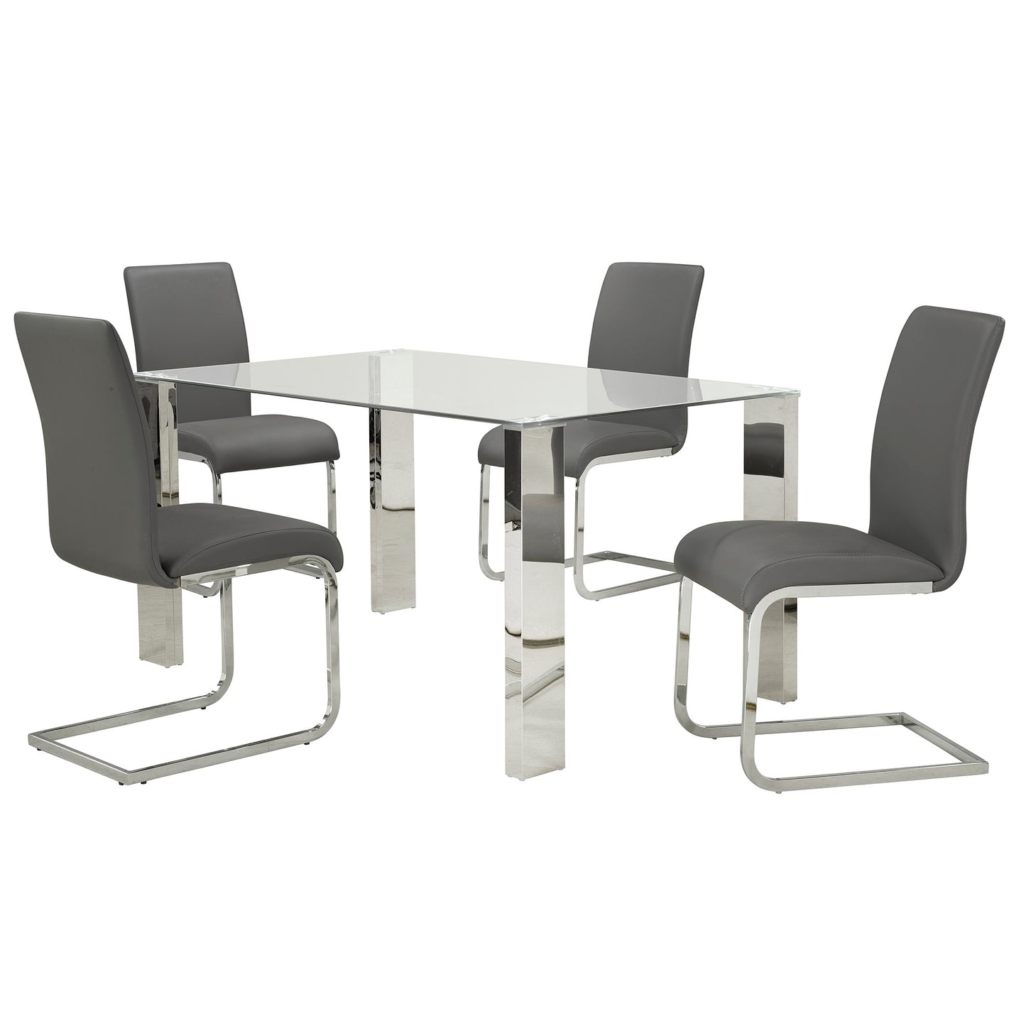 Maxim Dining Chair, set of 2, in Grey and Chrome