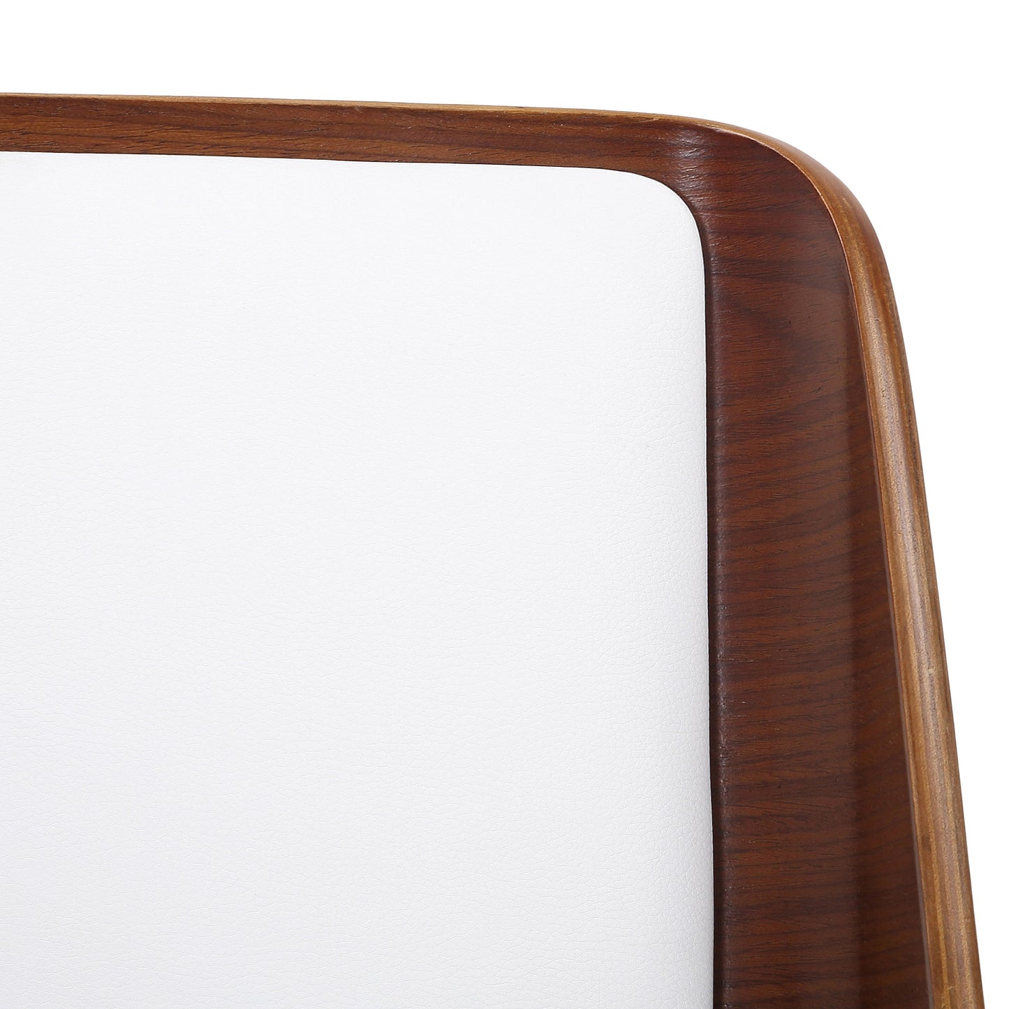 Hudson Dining Chair in White Faux Leather and Walnut Metal and Wood