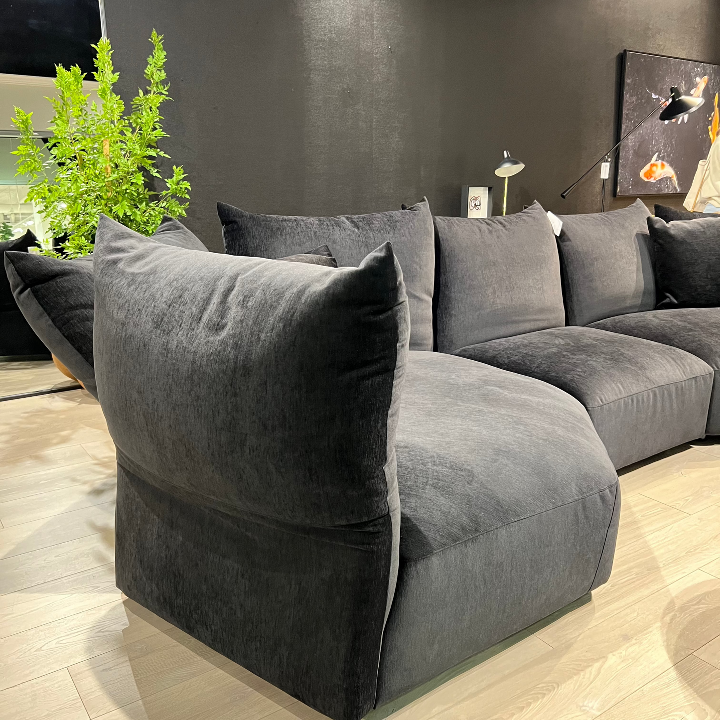 Tobago Sectional In Carbon Black Facing Left