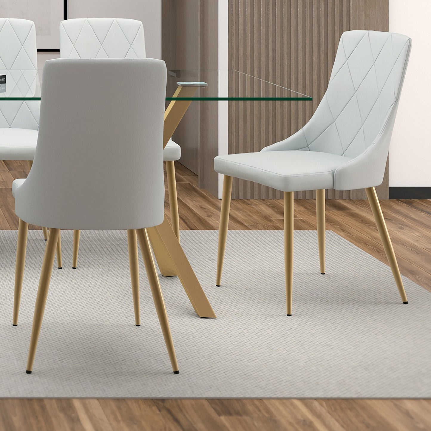 Antoine Dining Chair, set of 2, in Light Grey and Aged Gold