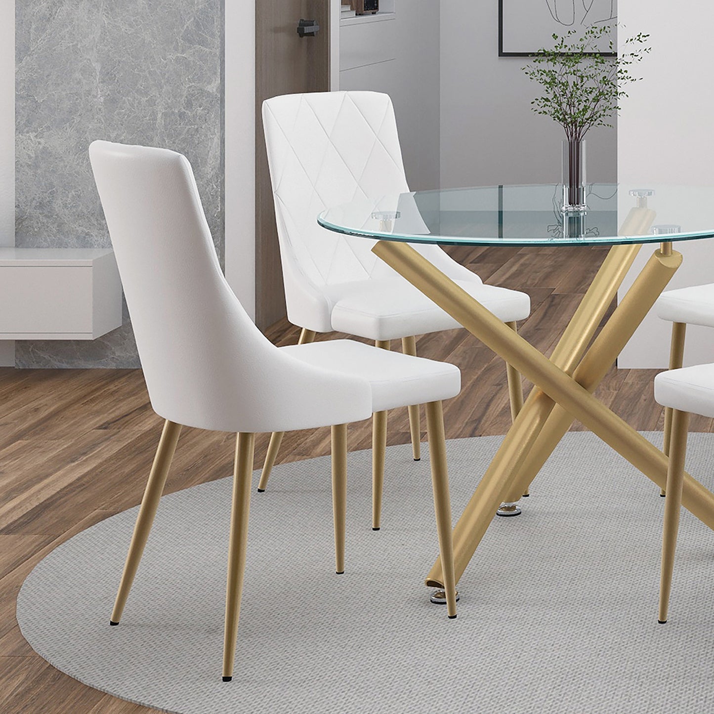 Antoine Dining Chair, set of 2, in White and Aged Gold