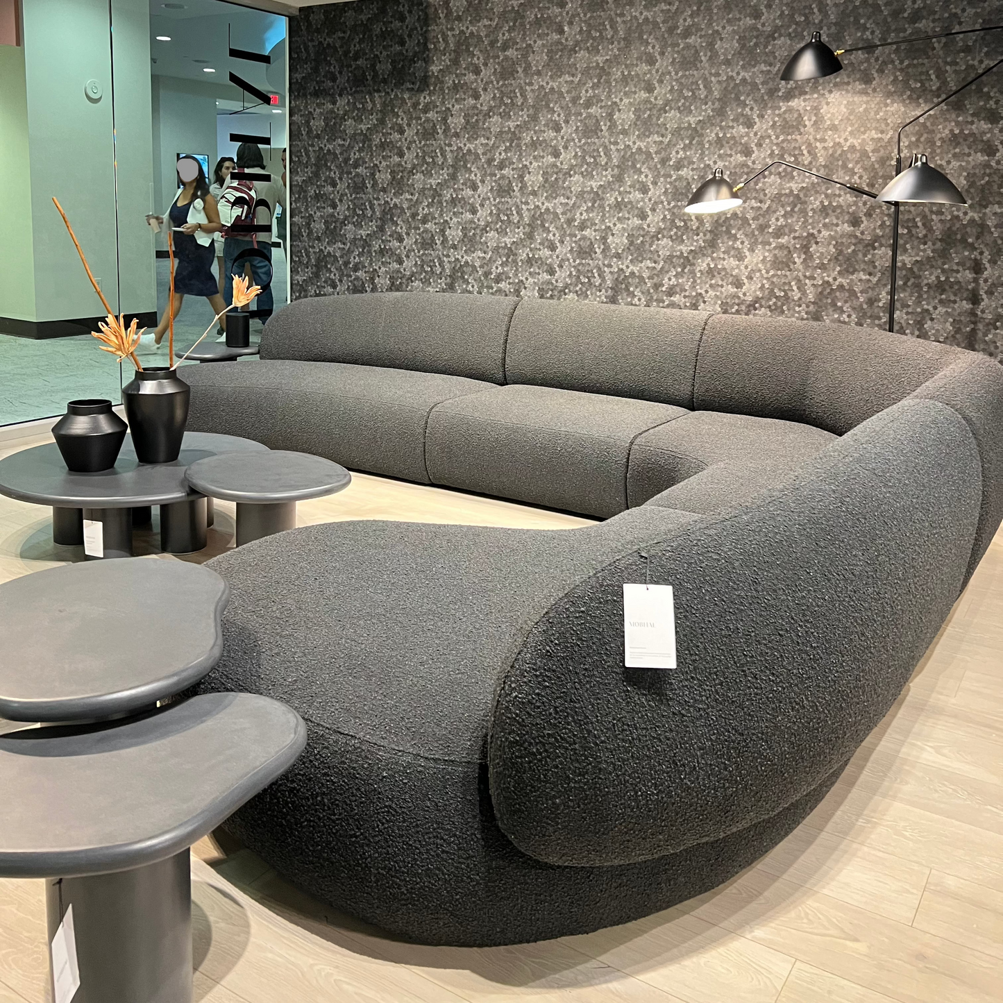 Moritz Sectional 4-piece Chaise Facing Left In Licorice Boucle