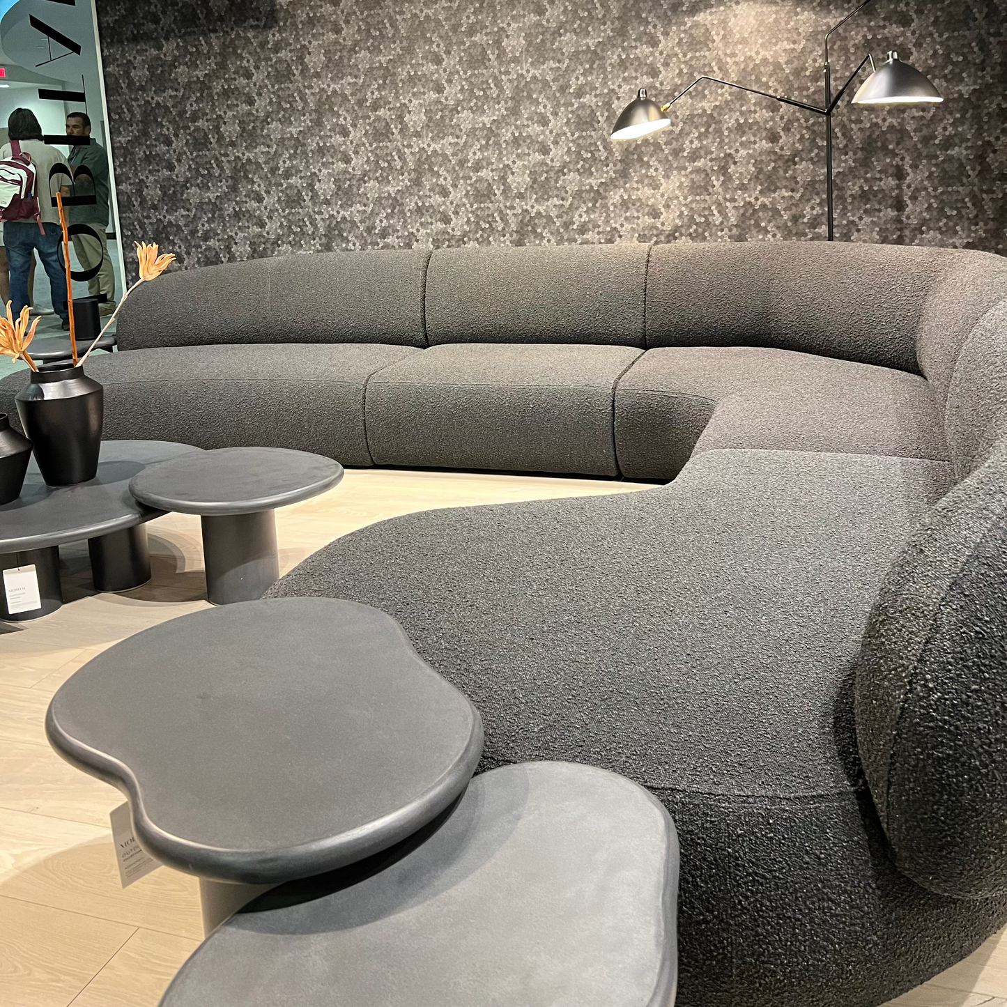 Moritz Sectional 4-piece Chaise Facing Left In Licorice Boucle