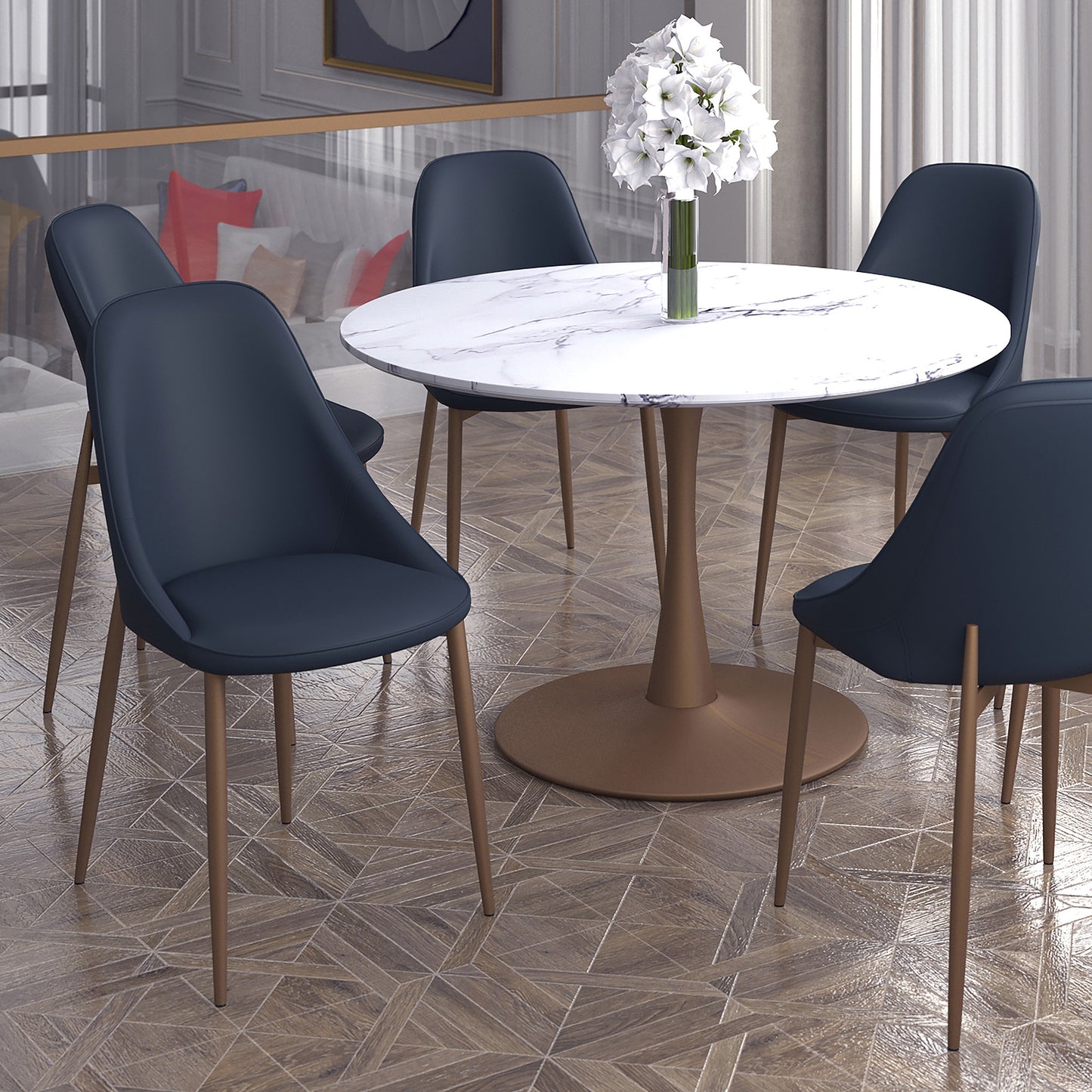 Cleo Dining Chair, set of 2, in Black and Aged Gold