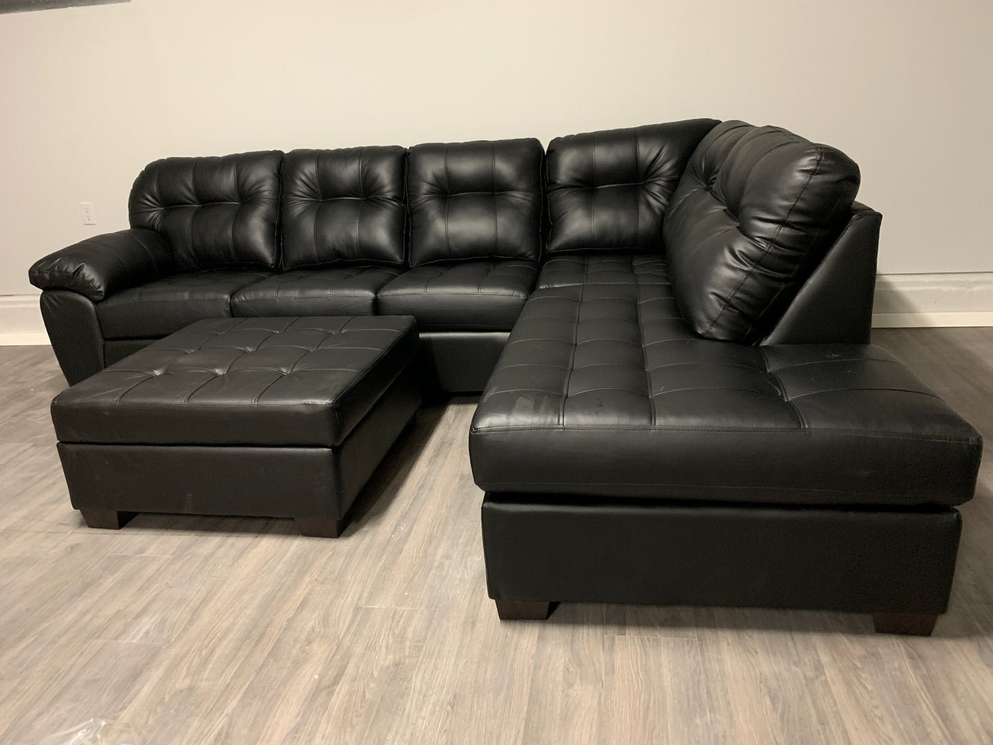 Faux Black Leather Sectional