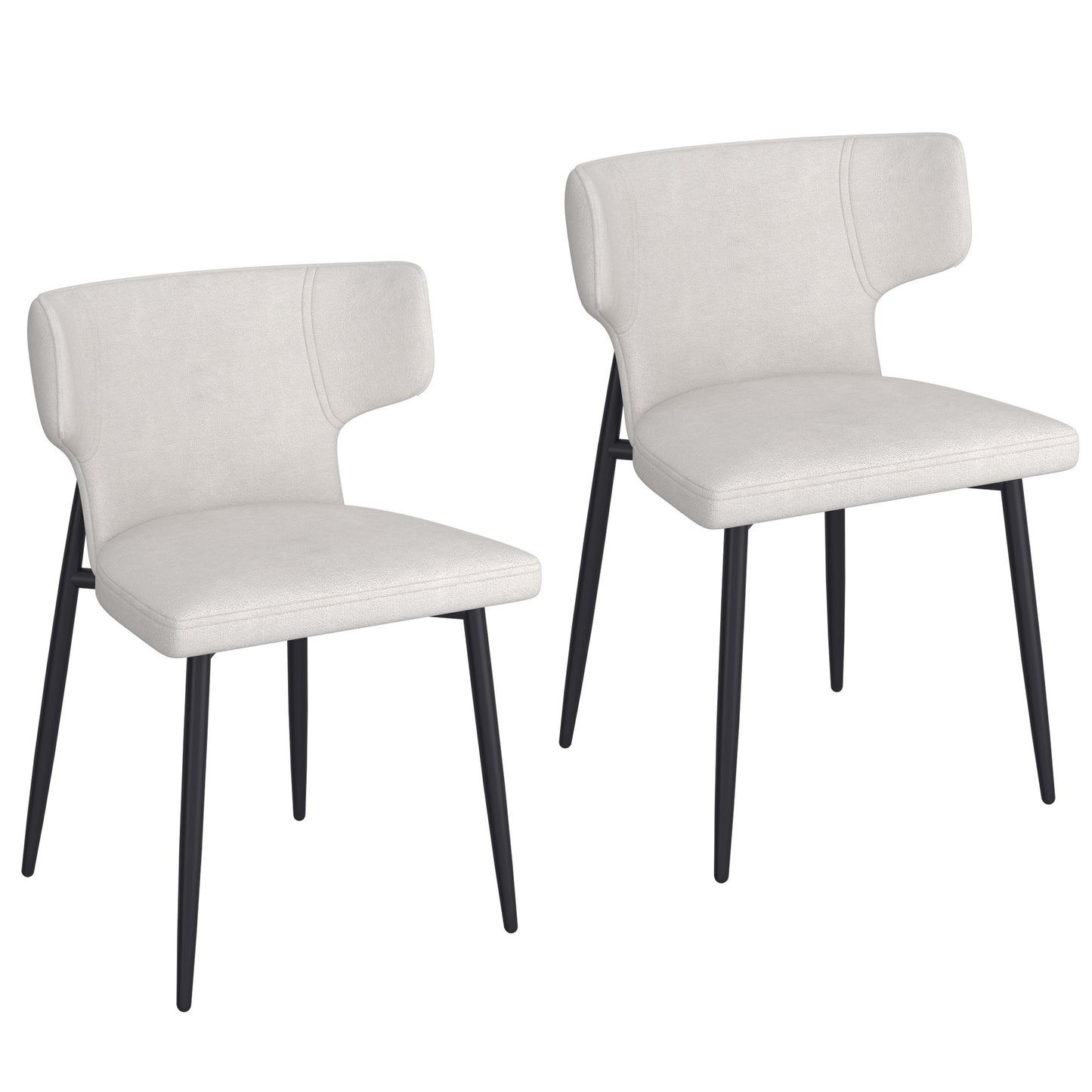 Olis Dining Chair, set of 2, in Beige Fabric and Black