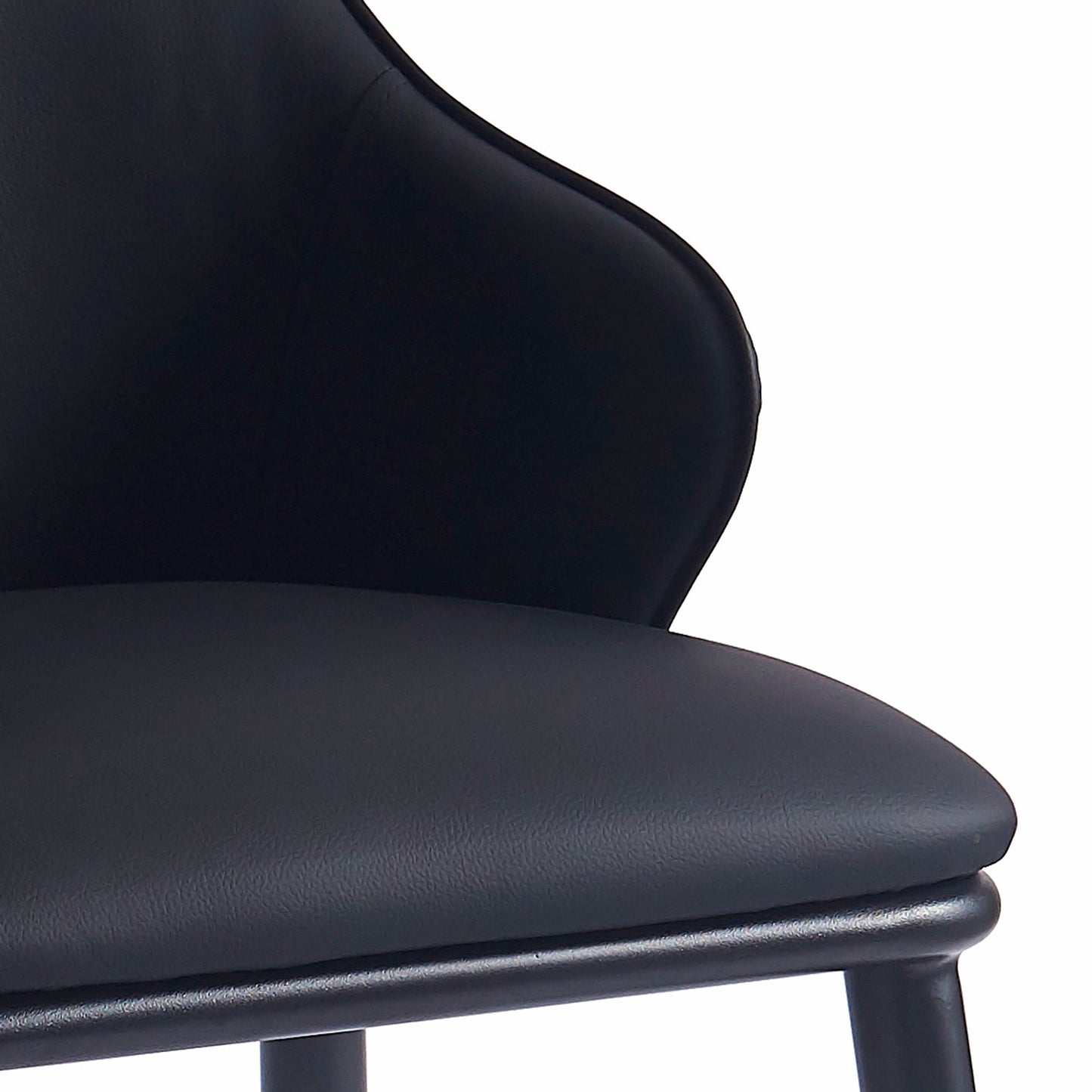 Kash Dining Chair, set of 2, in Black Faux Leather and Black