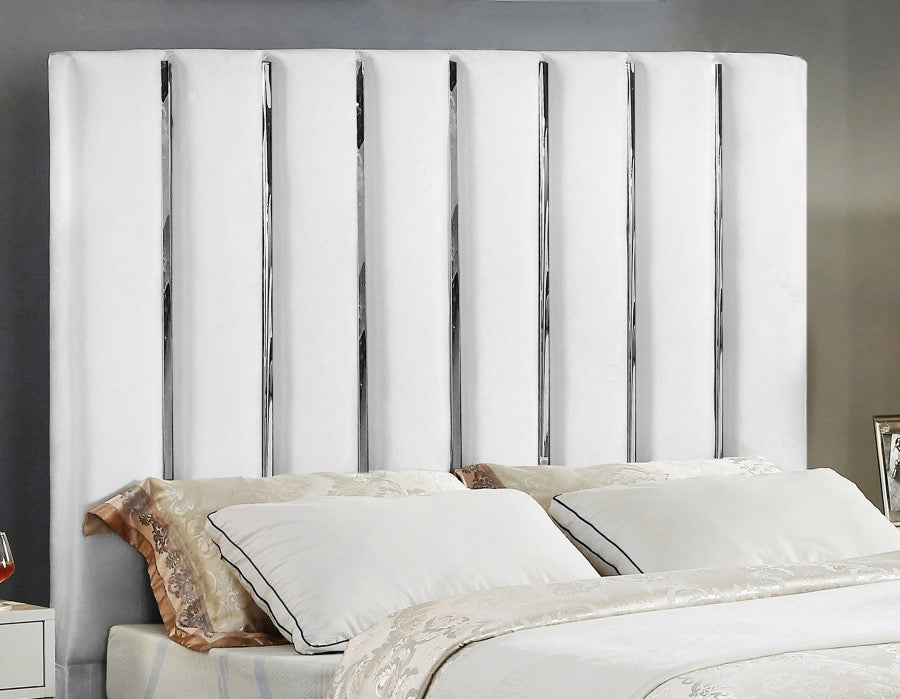 Enzo Velvet Upholstered Bed White