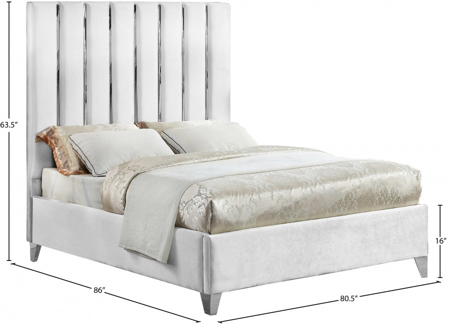 Enzo Velvet Upholstered Bed White