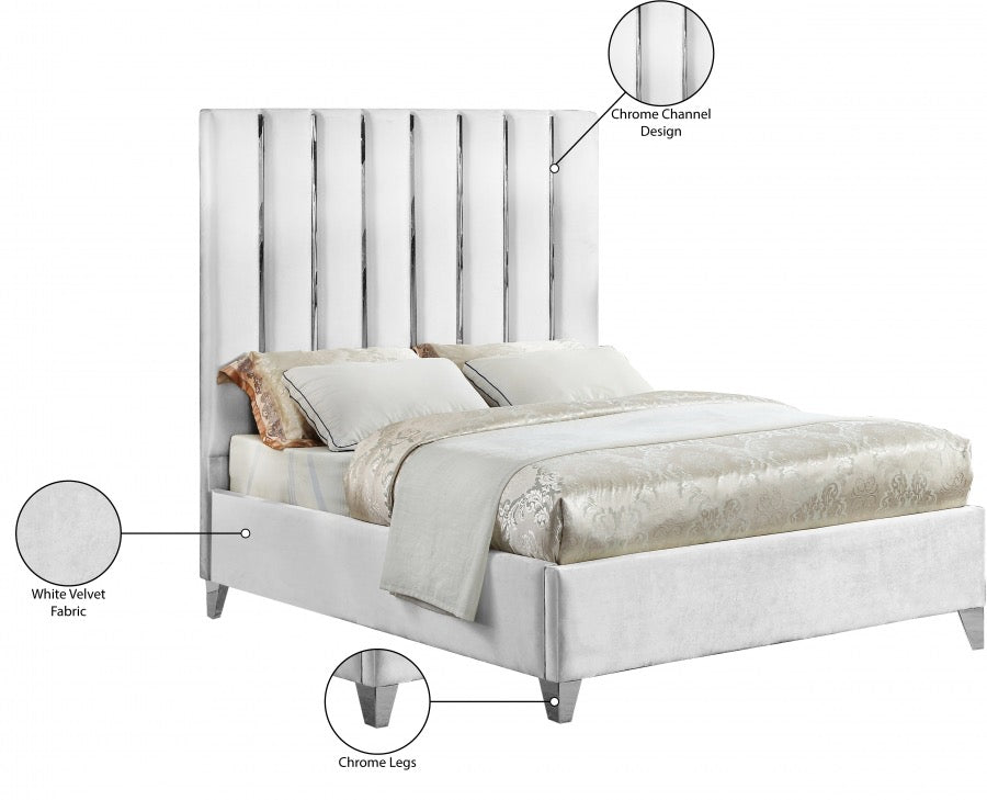 Enzo Velvet Upholstered Bed White