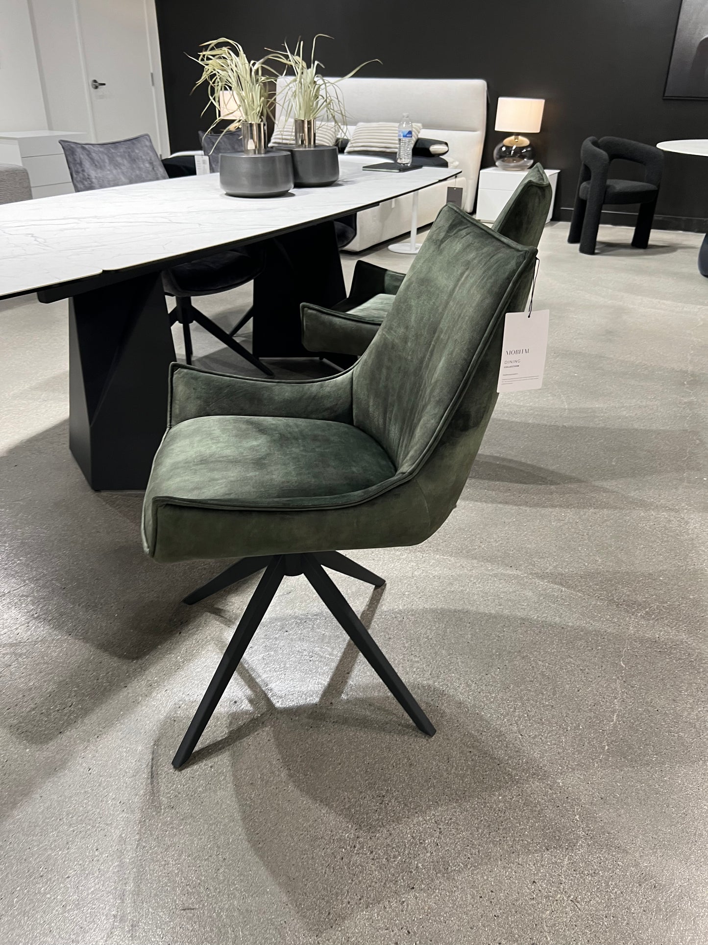 Giulia Swivel Dining Chair In Forest Green