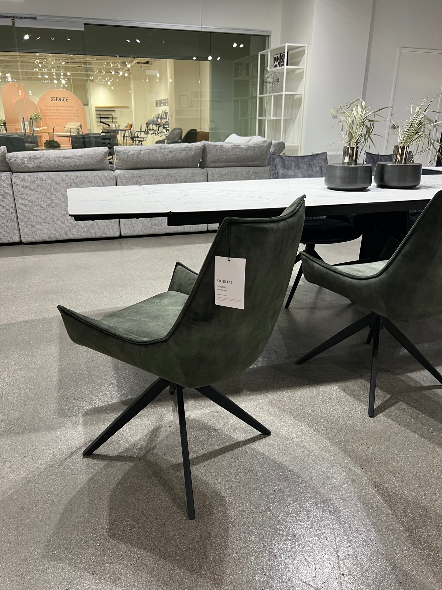 Giulia Swivel Dining Chair In Forest Green