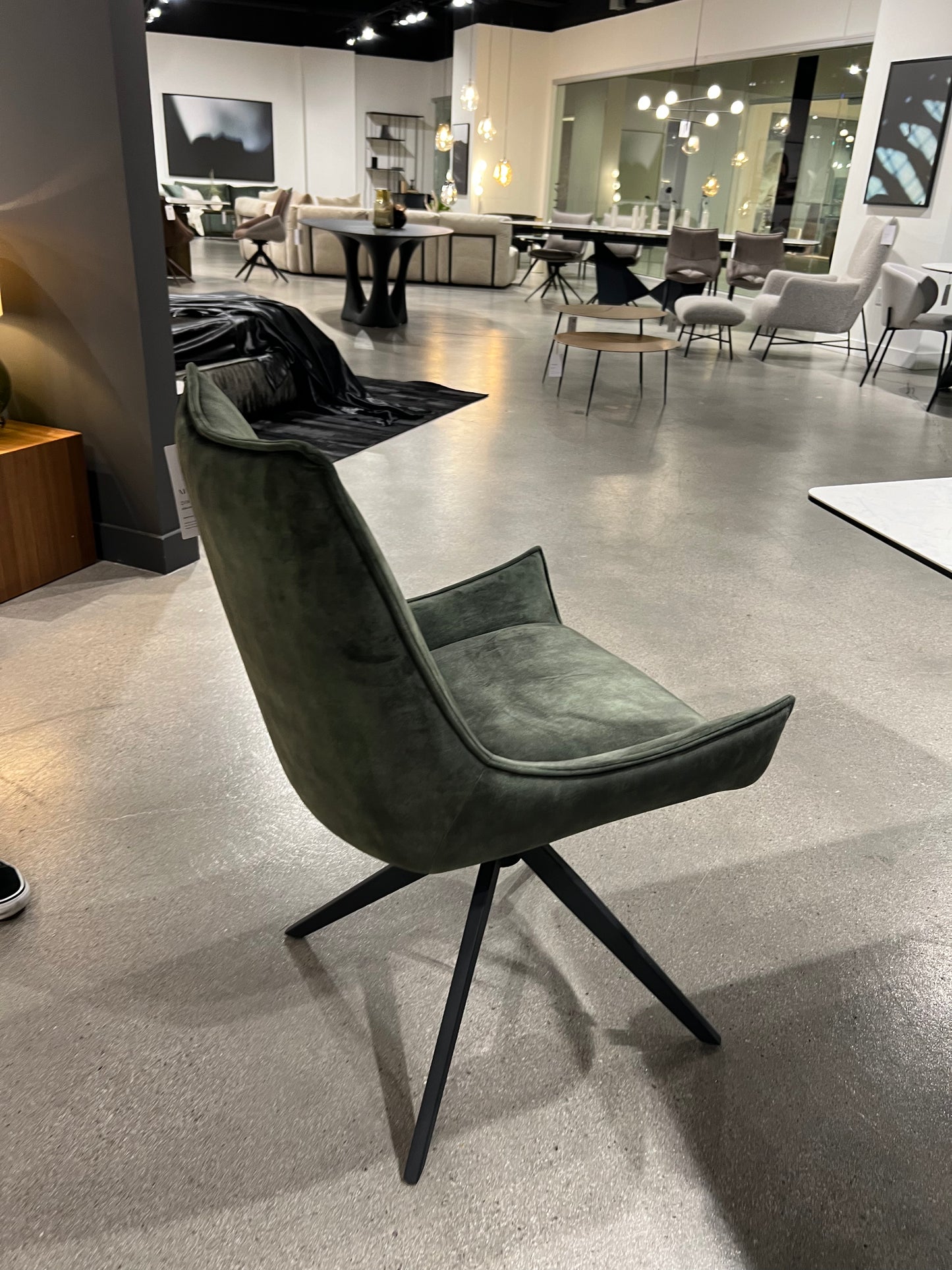 Giulia Swivel Dining Chair In Forest Green