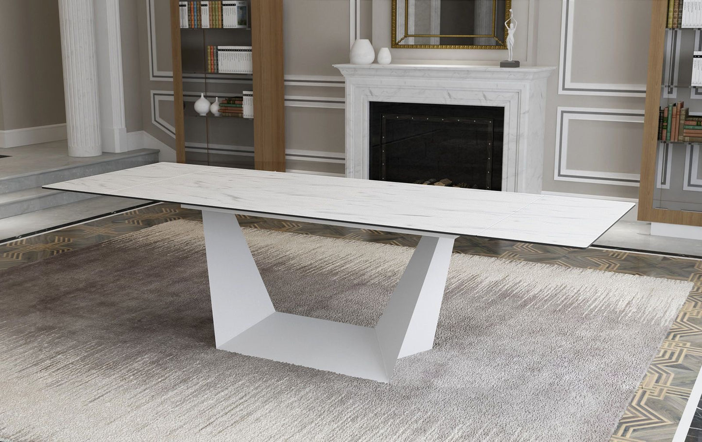 Origami double extension dining table