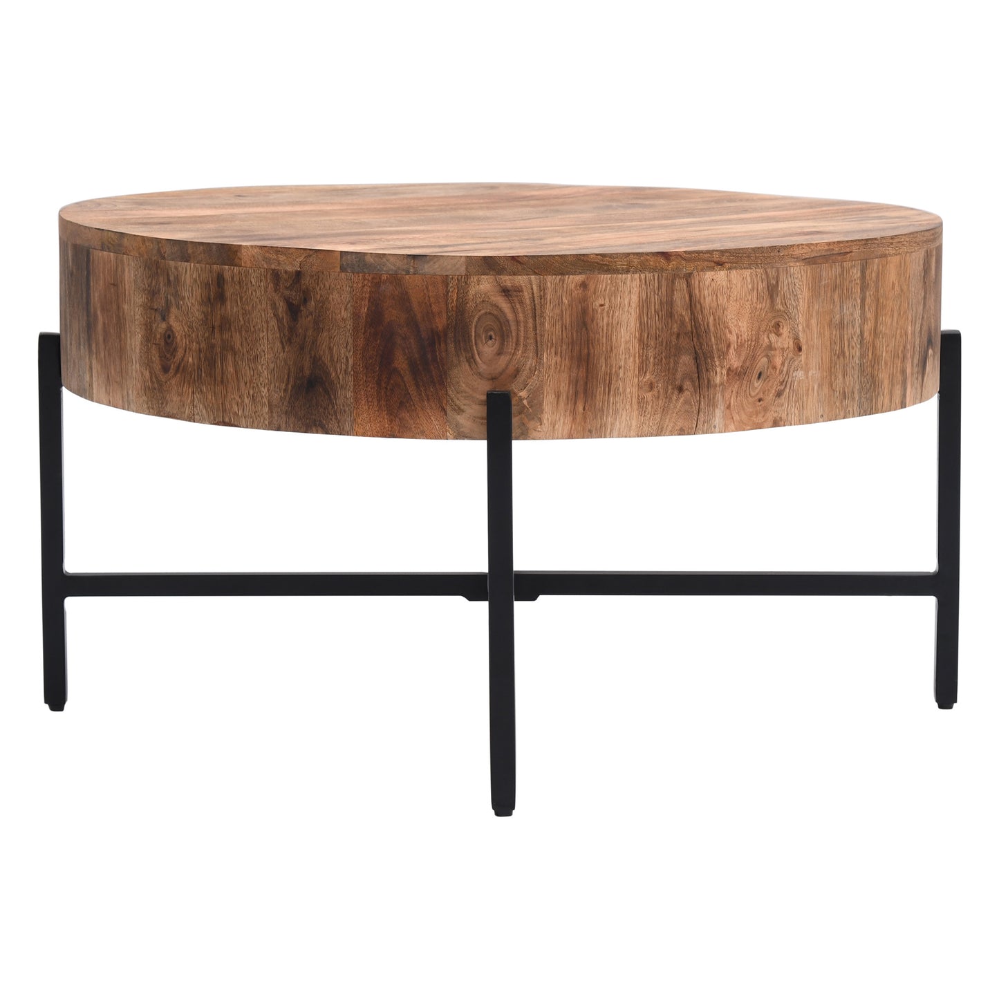 Blox Round Coffee Table In Natural And Black