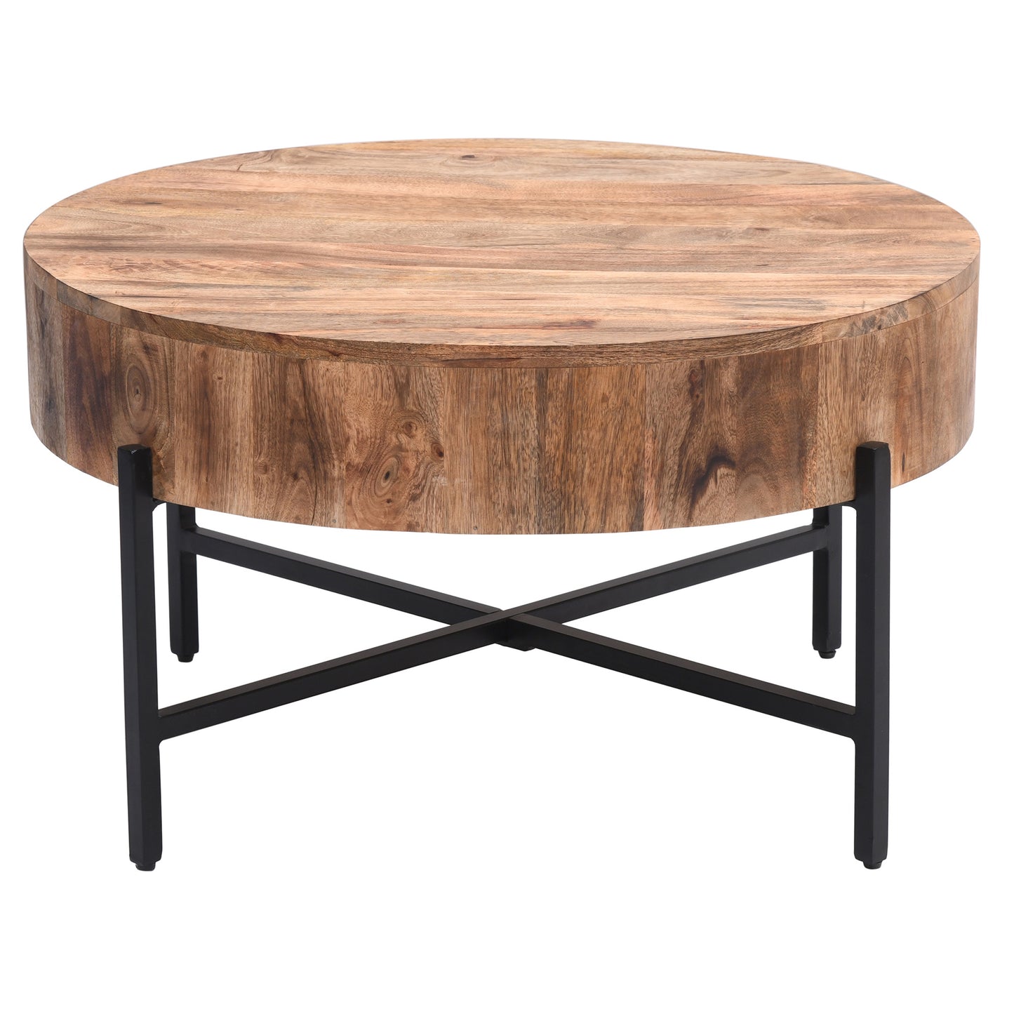 Blox Round Coffee Table In Natural And Black
