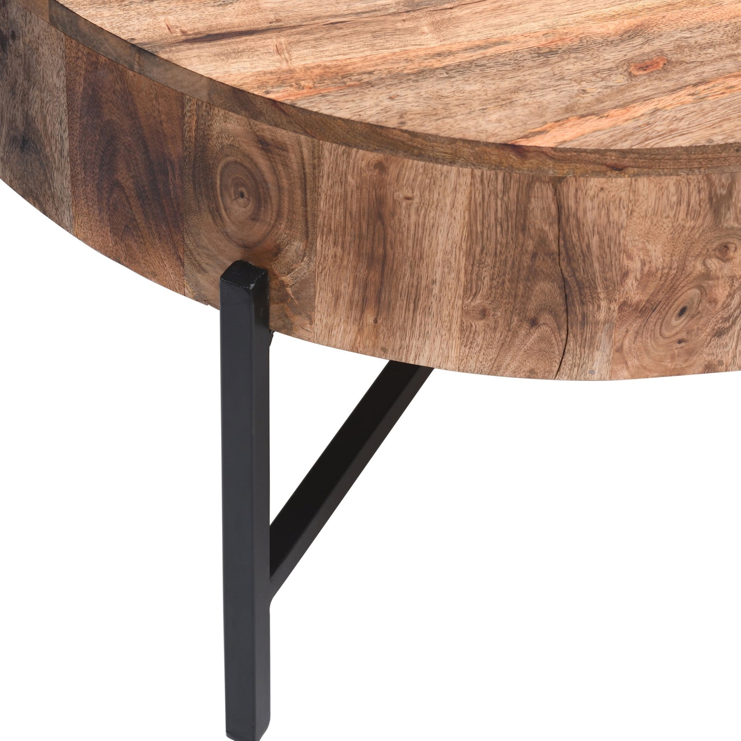 Blox Round Coffee Table In Natural And Black