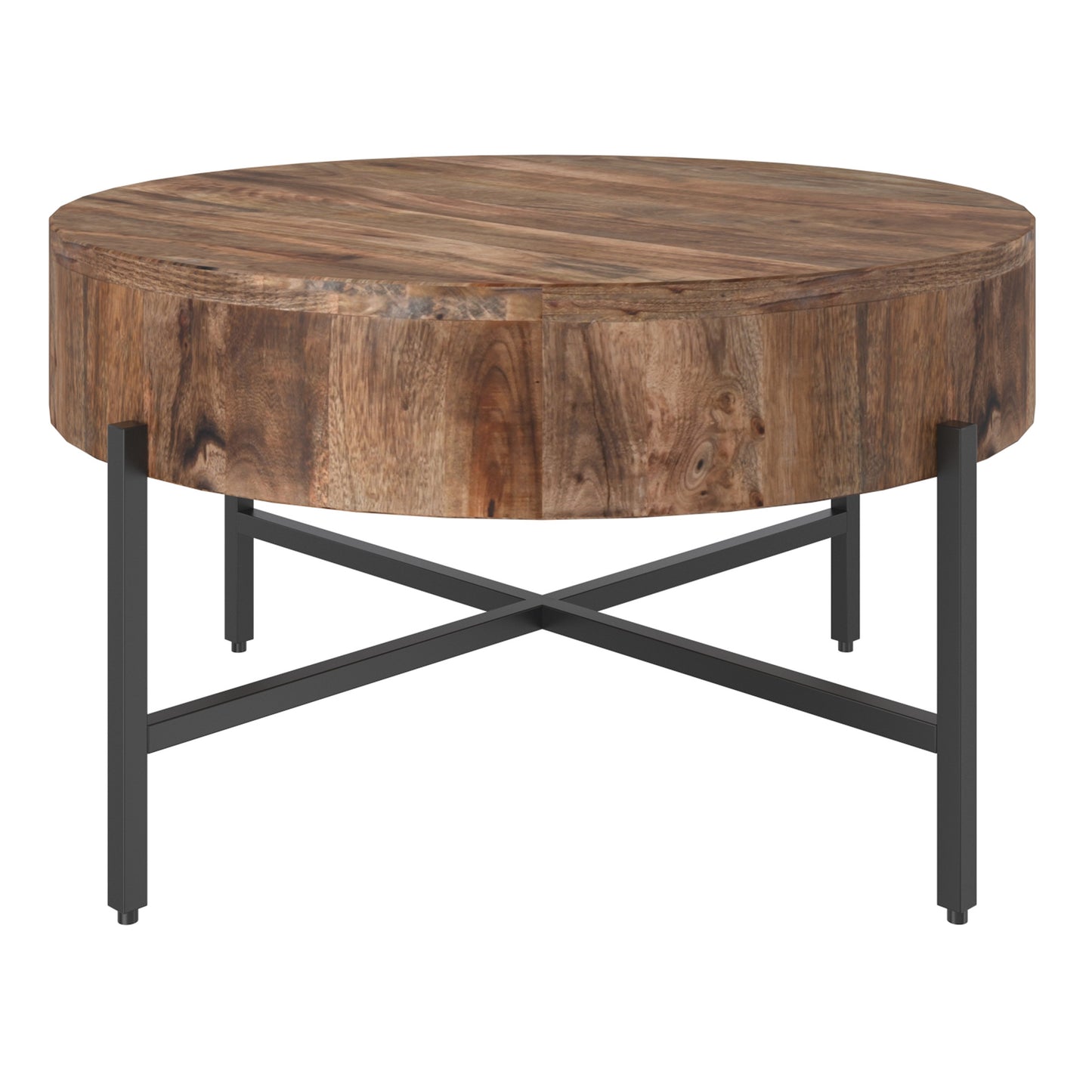 Blox Round Coffee Table In Natural And Black