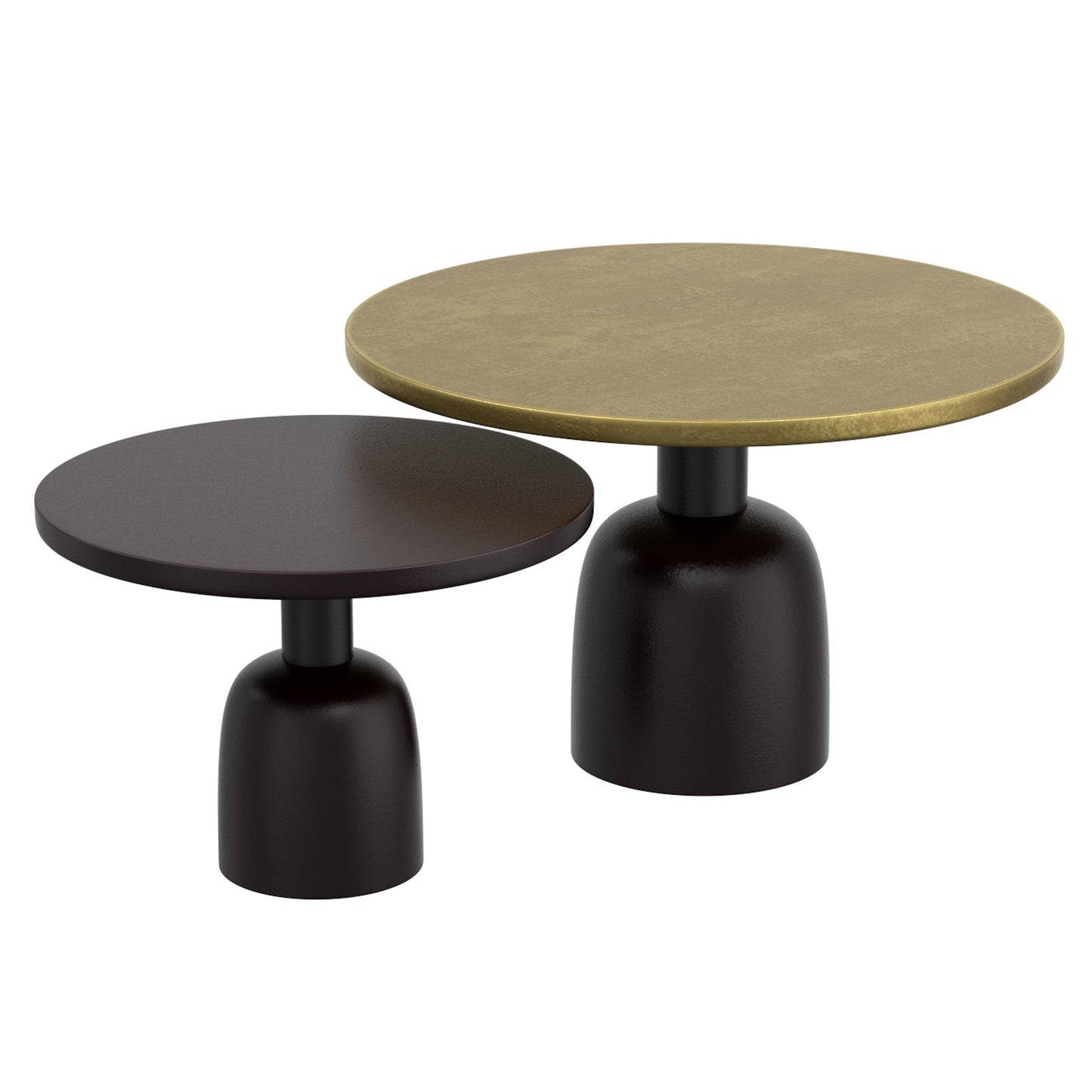 Adira 2pc Round Coffee Table Set In Antique Gold And Black