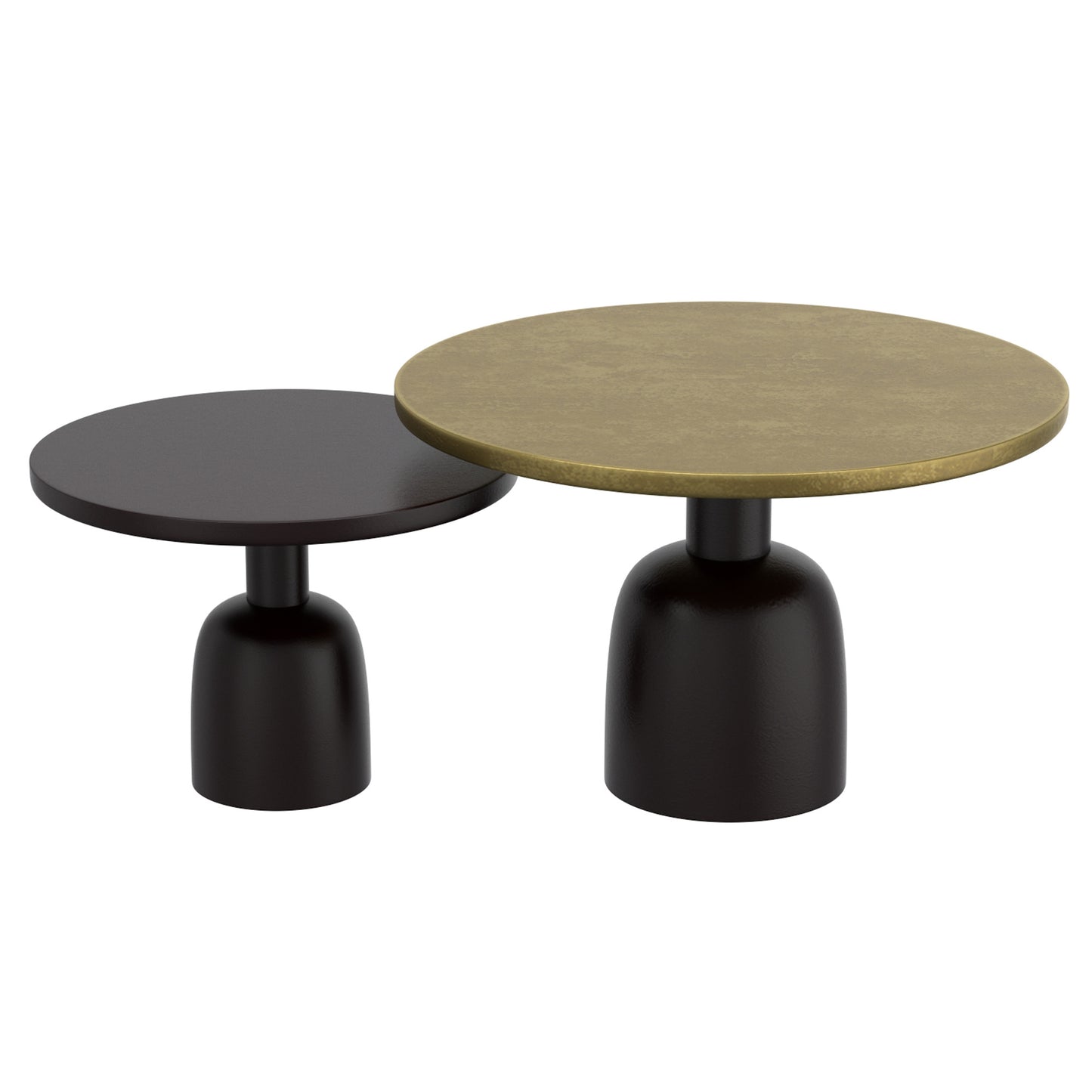 Adira 2pc Round Coffee Table Set In Antique Gold And Black