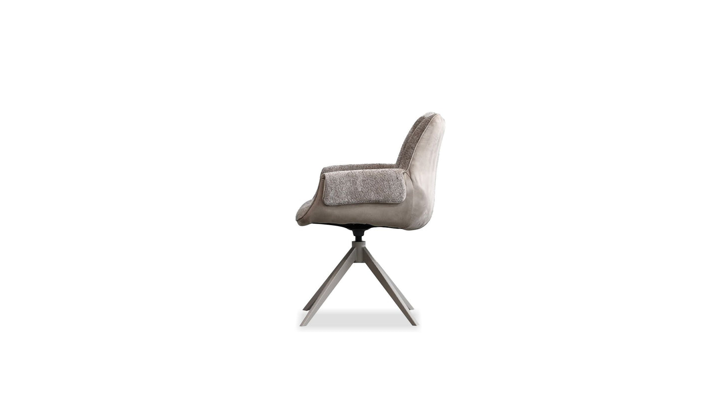 Espara Dining Chair In Avena Oat Alcantara/ Alpaca Chenille