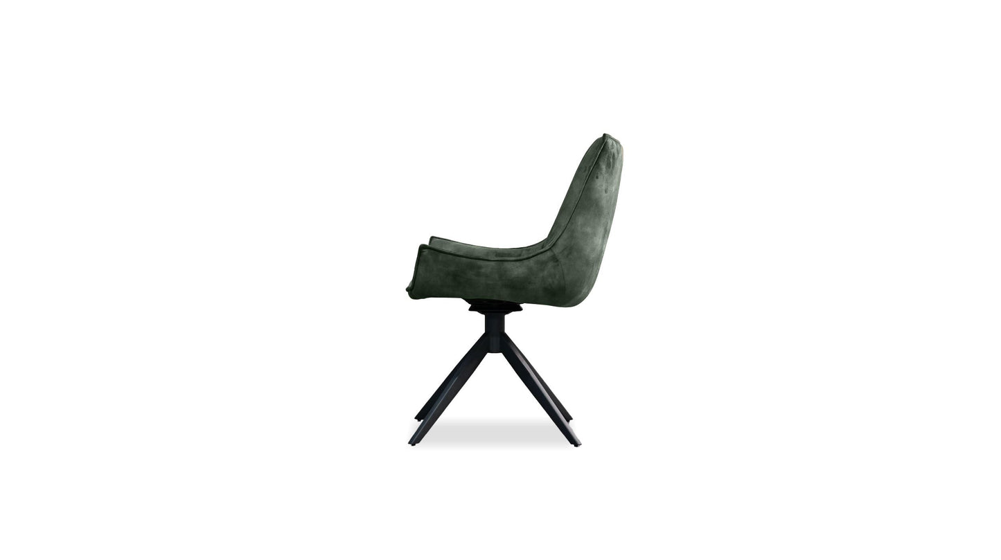 Giulia Swivel Dining Chair In Forest Green
