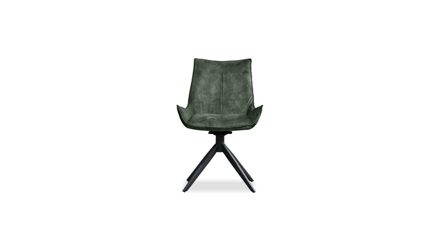 Giulia Swivel Dining Chair In Forest Green