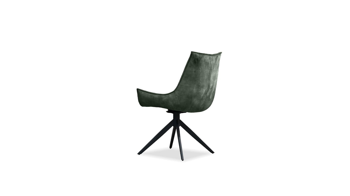 Giulia Swivel Dining Chair In Forest Green