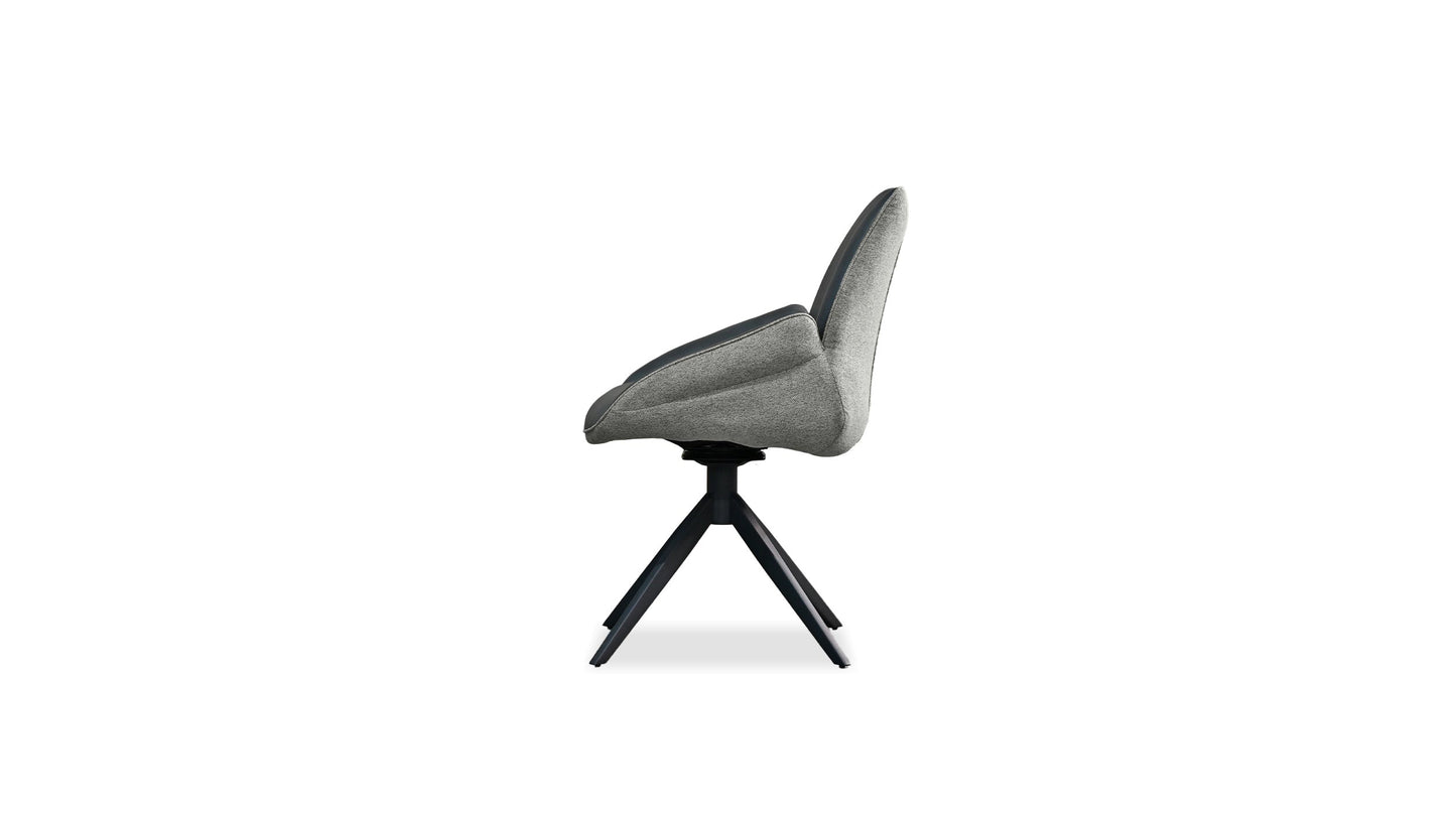 Gian swivel armchair chair in midnight grey leatherette / grey