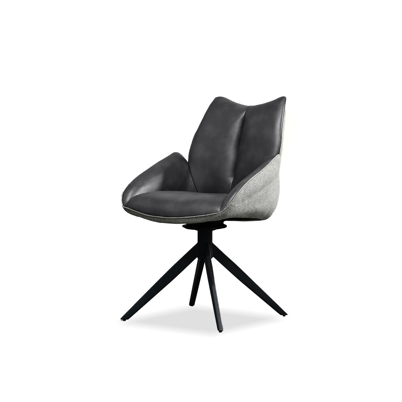 Gian swivel armchair chair in midnight grey leatherette / grey
