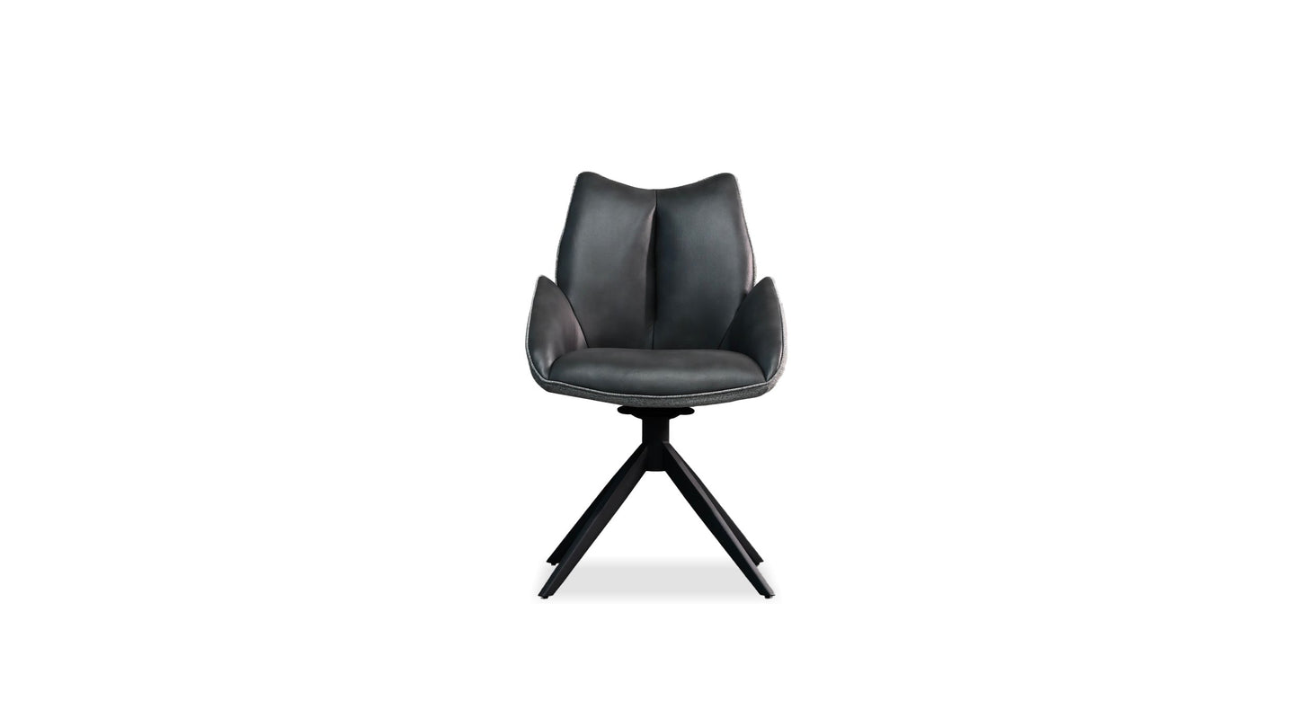 Gian swivel armchair chair in midnight grey leatherette / grey