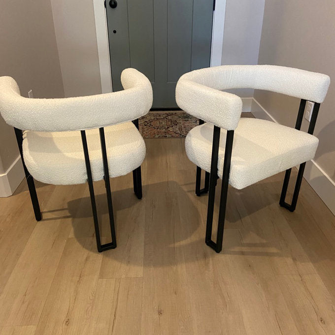 Scarlet Dining Chair, set of 2, in Ivory Boucle and Black