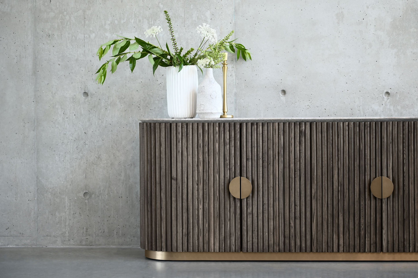 Koii Sideboard In Silver Grey Travertine