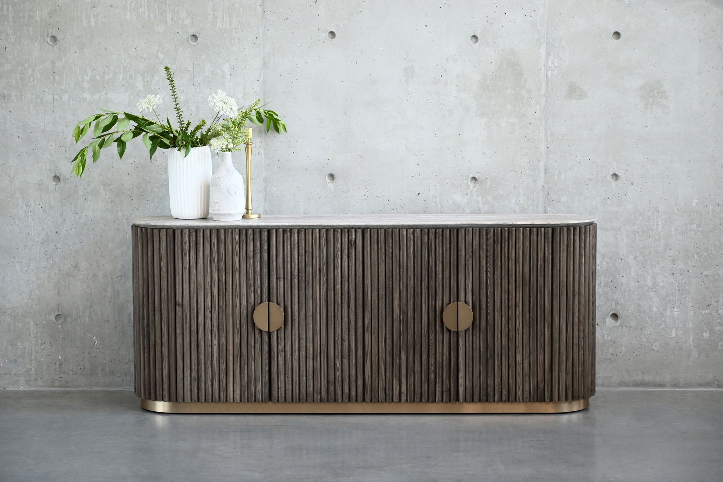 Koii Sideboard In Silver Grey Travertine