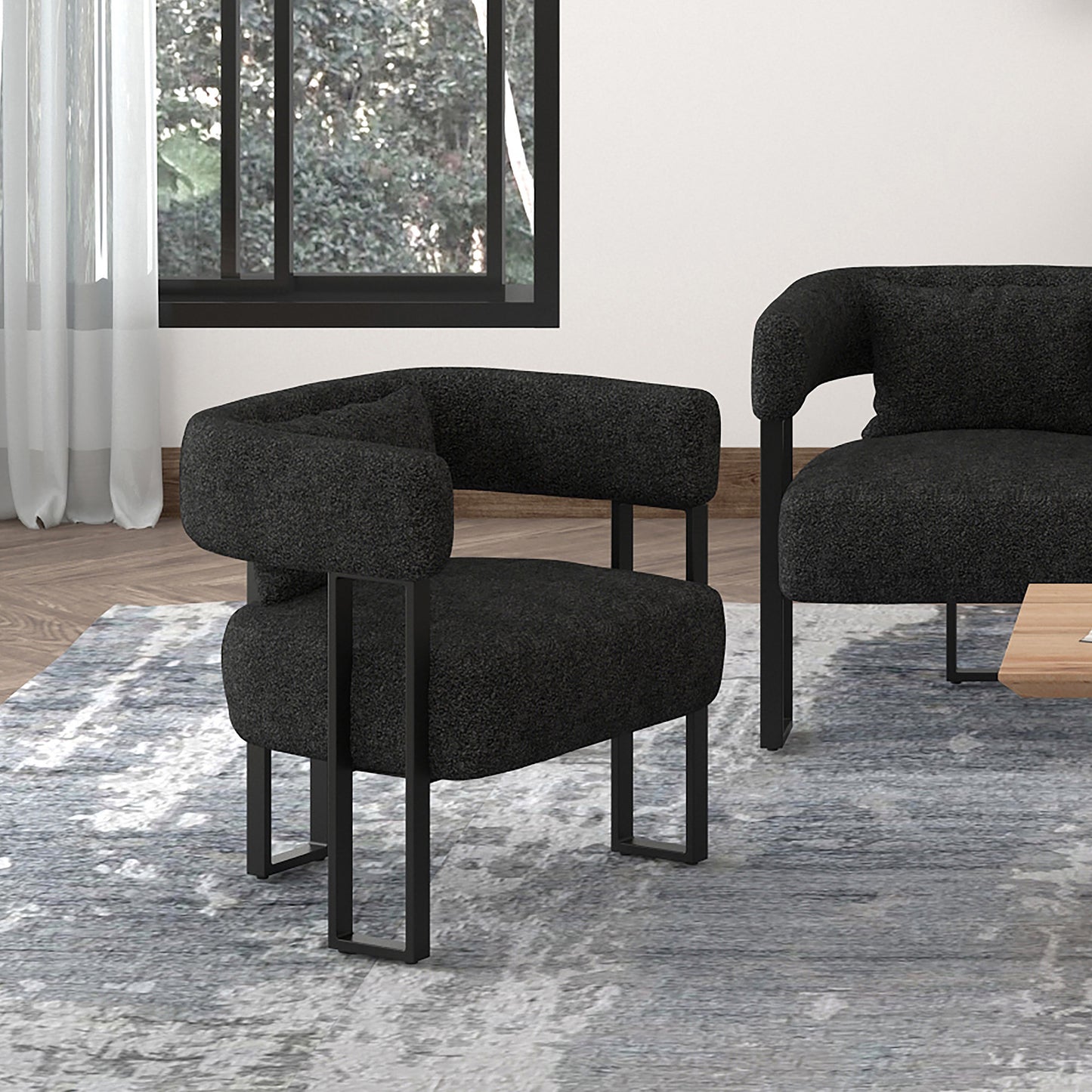 Scarlet Accent Chair In Charcoal Boucle And Black