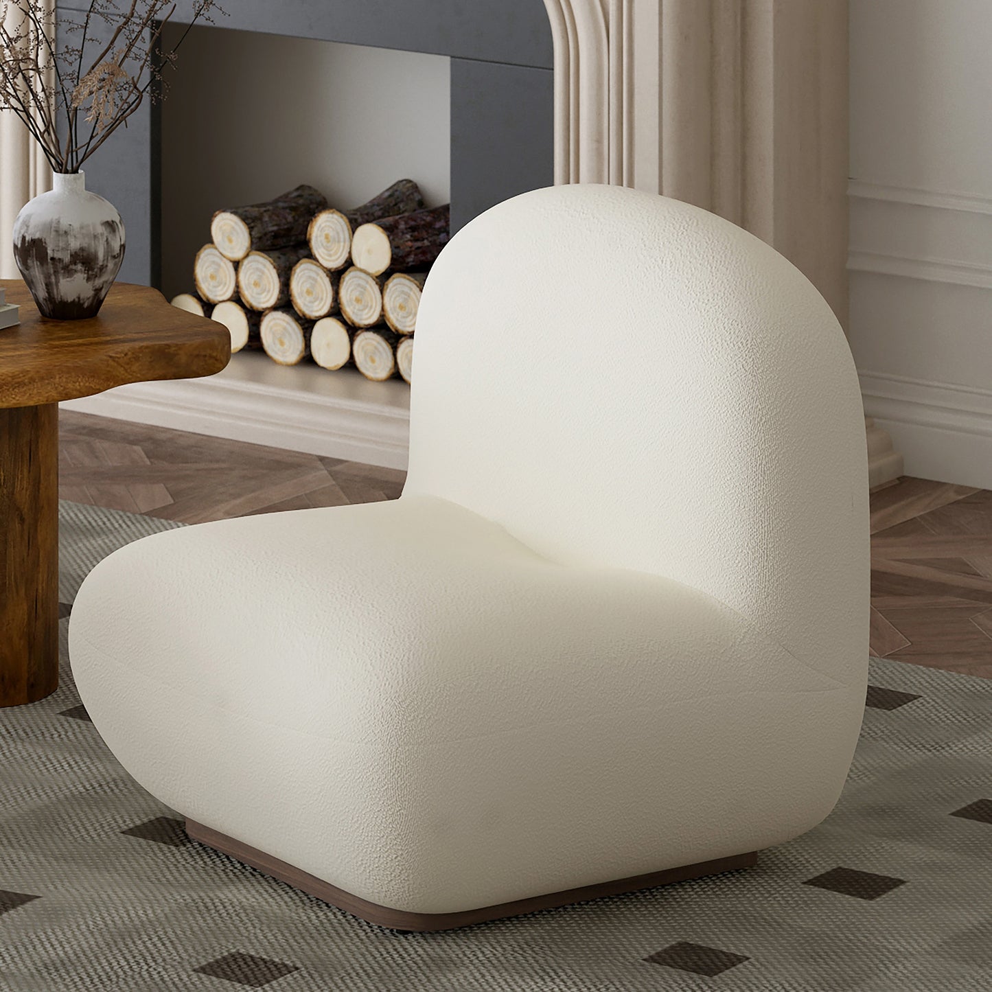 Zilano Accent Chair In Ivory Boucle