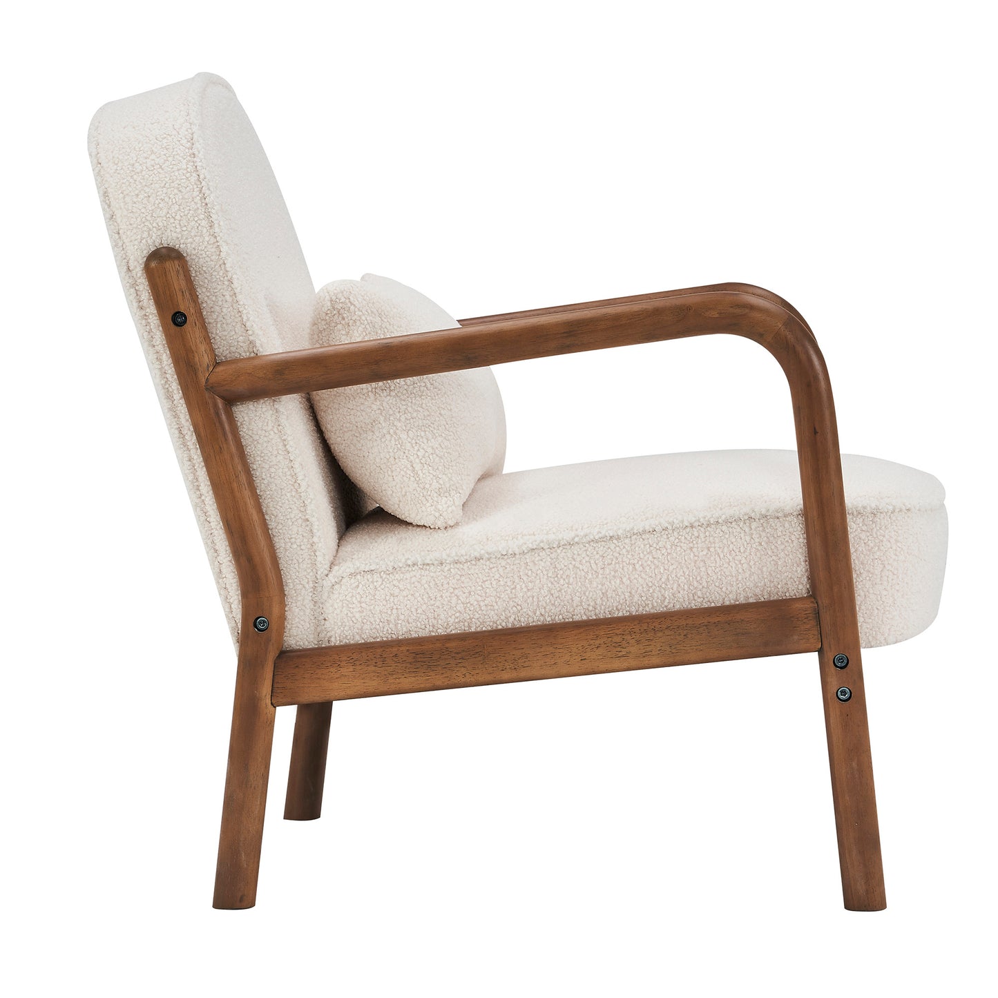 Fani Accent Chair, Fabric In White And Walnut