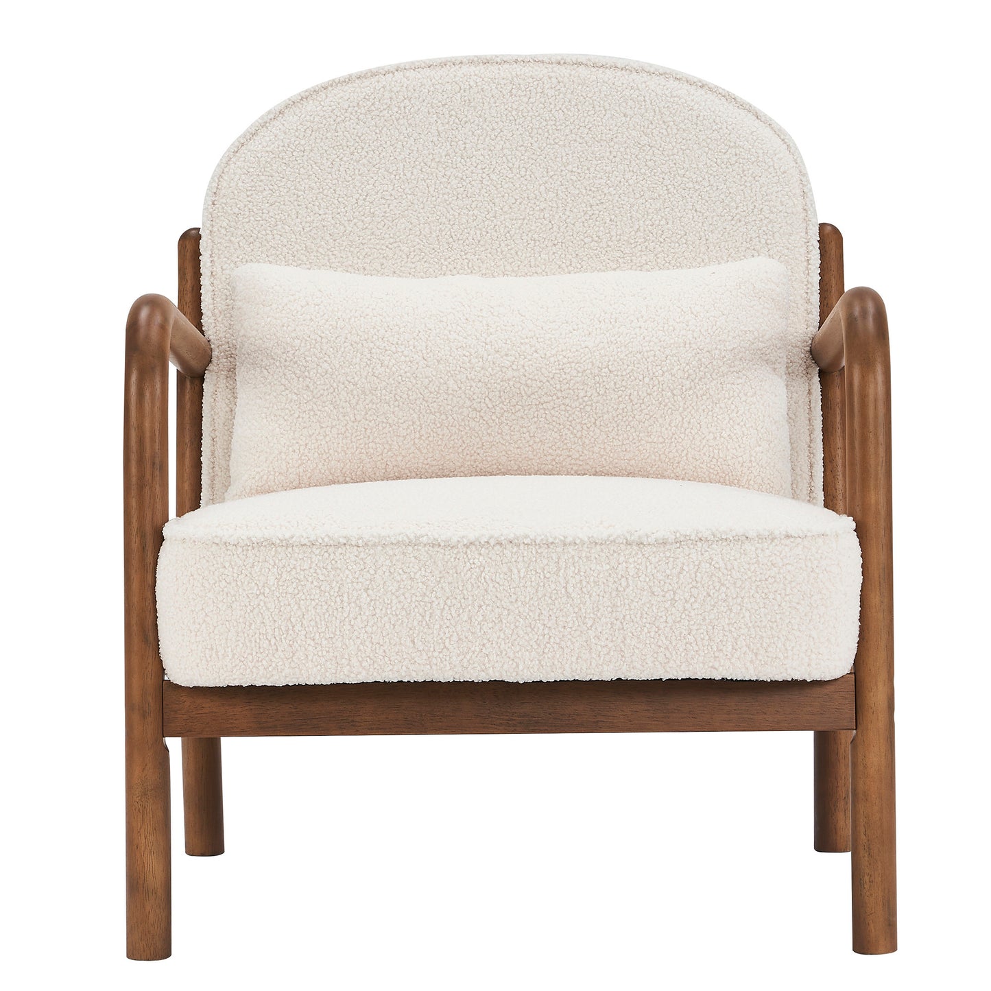 Fani Accent Chair, Fabric In White And Walnut